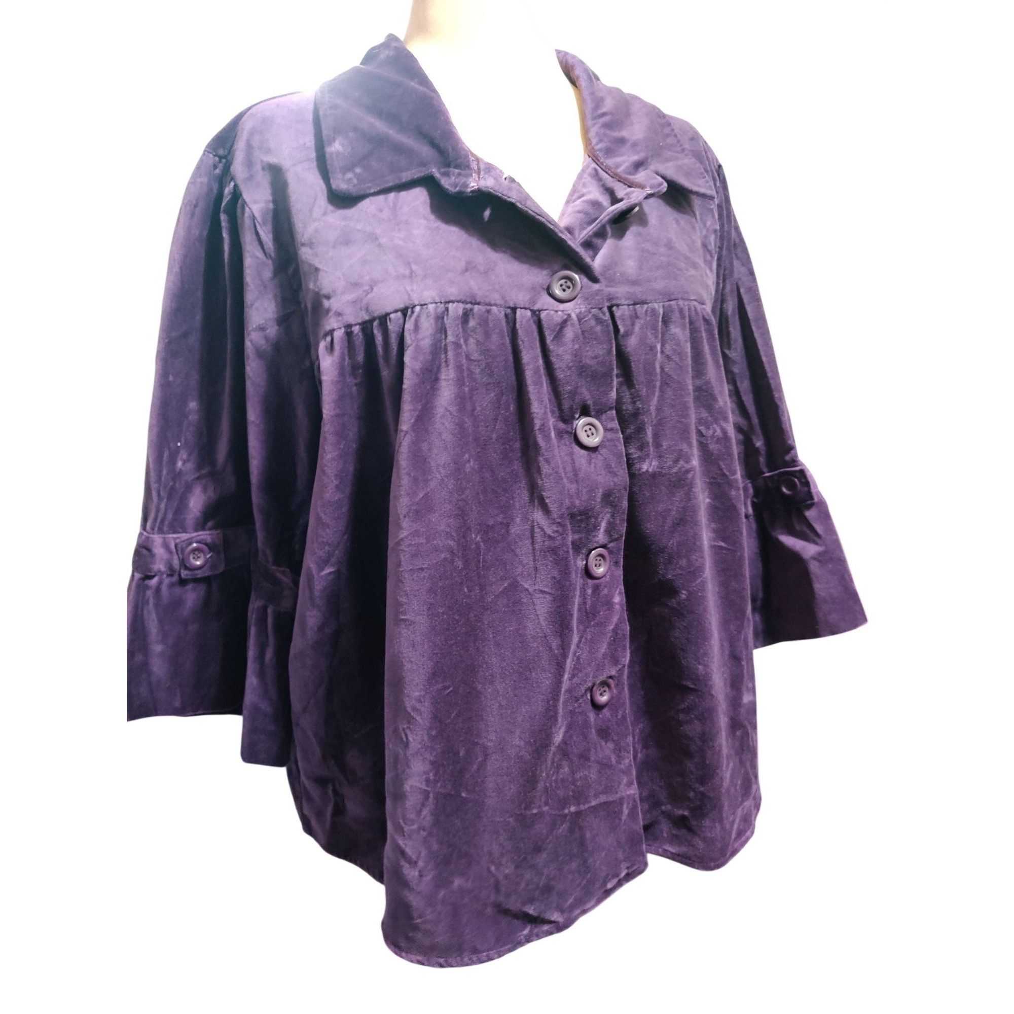 Route 66 Route 66 2X Purple Velour Button Front Plus Size Swing Jacke Size XXL / US 16-18 / IT 52-54 - 11 Thumbnail