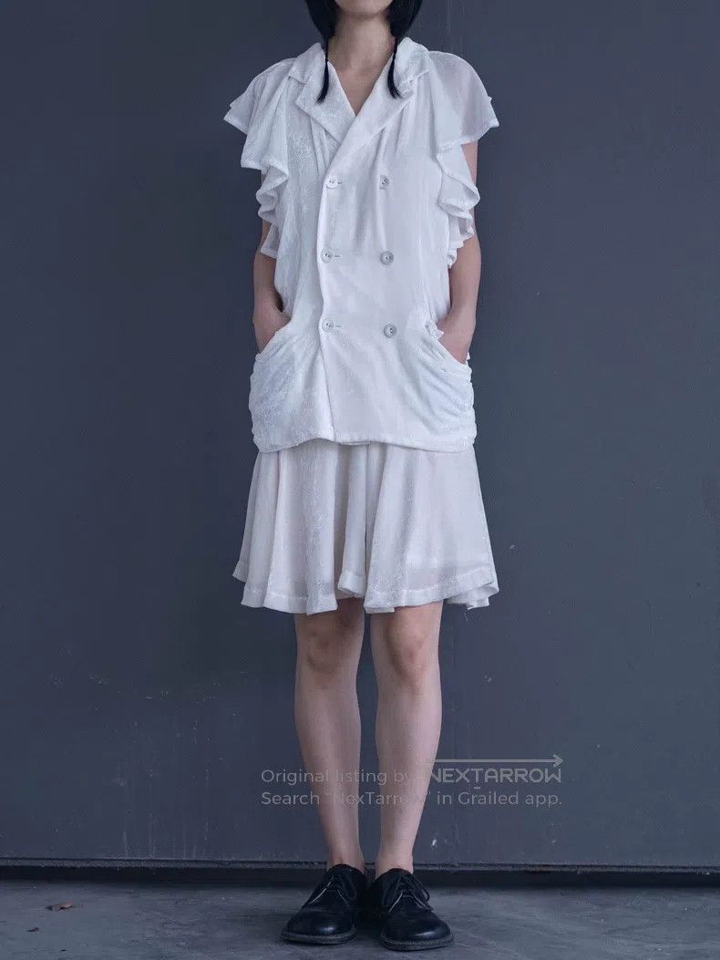 Comme des Garcons Comme Des Garcons White velvet lace top Size M / US 6-8 / IT 42-44 - 3 Thumbnail