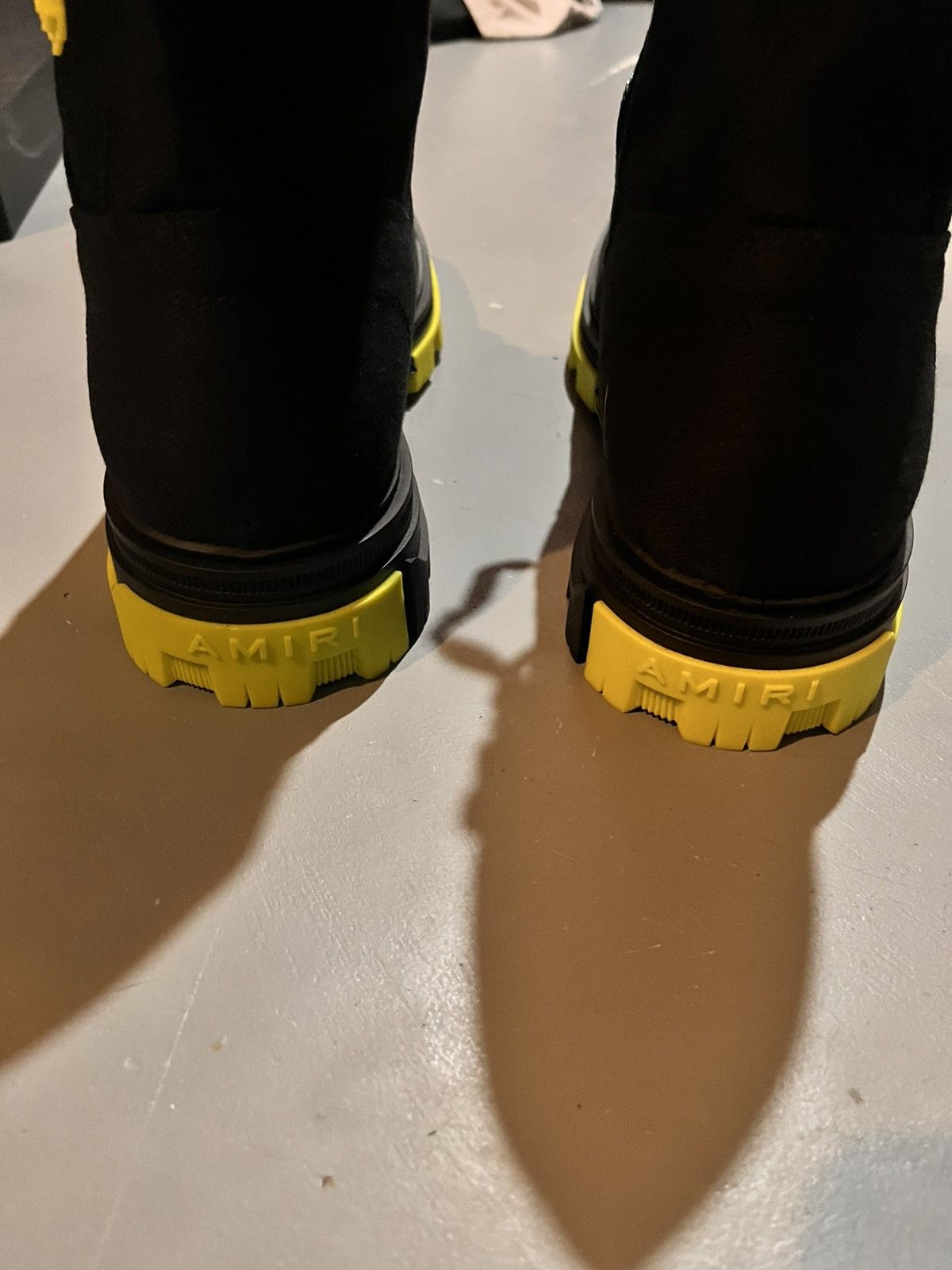 Amiri *Sample* AMIRI Black Canvas Combat Boots Neon Yellow Accents Size US 10.5 / EU 43-44 - 8 Thumbnail