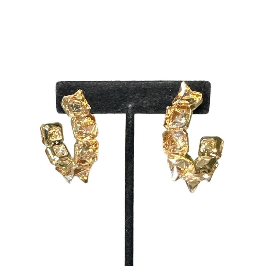 Swarovski Swarovski Ortyx hoop earrings Pyramid cut, Gold tone, Size ONE SIZE - 4 Thumbnail