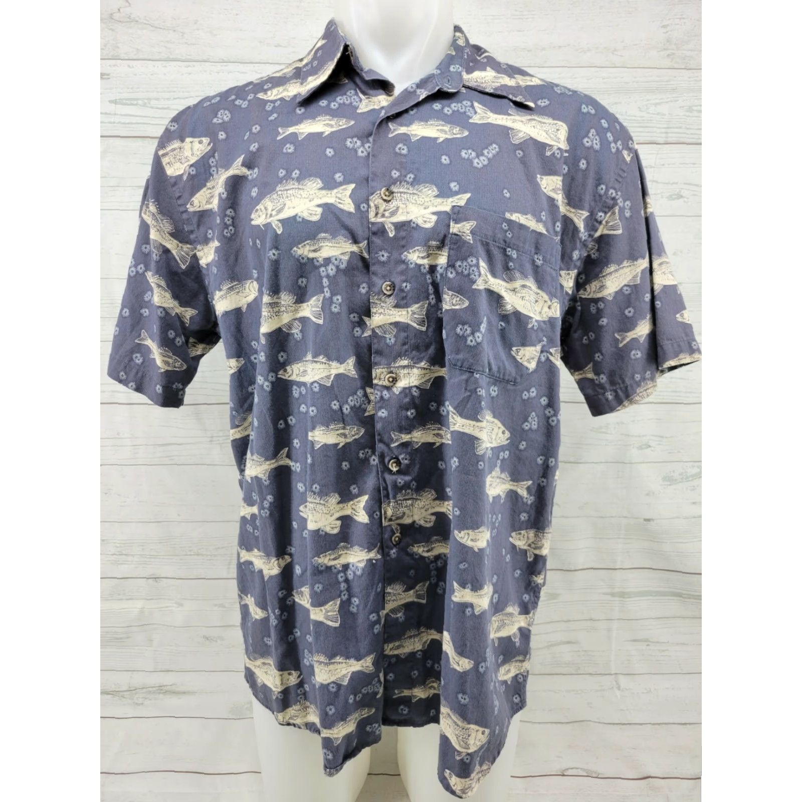 Pendleton VINTAGE Pendleton Shirt Men Short Sleeve Button-Up Cotton Fish Pattern Blue Size US L / EU 52-54 / 3 - 2 Thumbnail