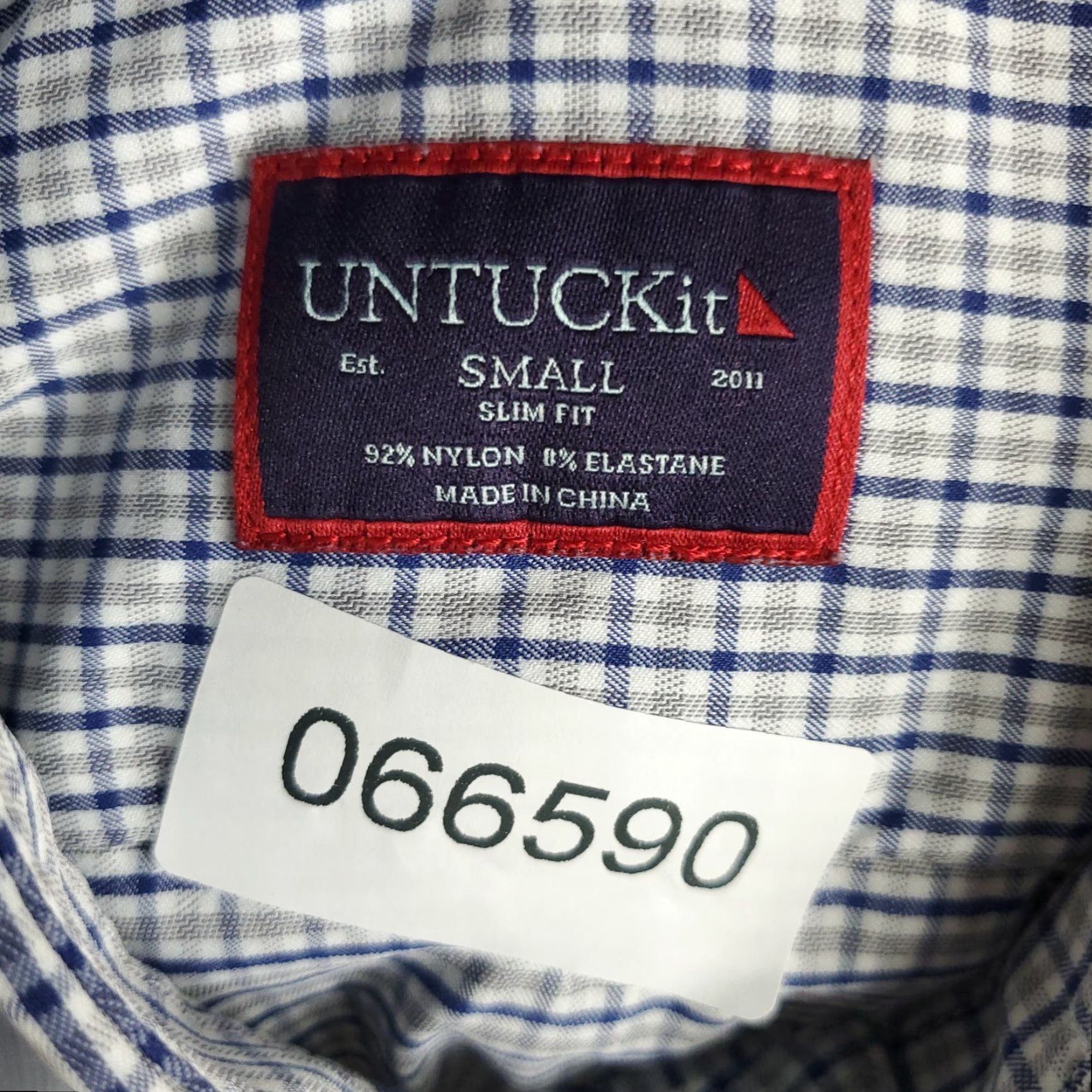 UNTUCKit UNTUCKit Shirt Mens Small Blue Plaid Nylon Stretch Button Up Long Sleeve Size US S / EU 44-46 / 1 - 7 Thumbnail