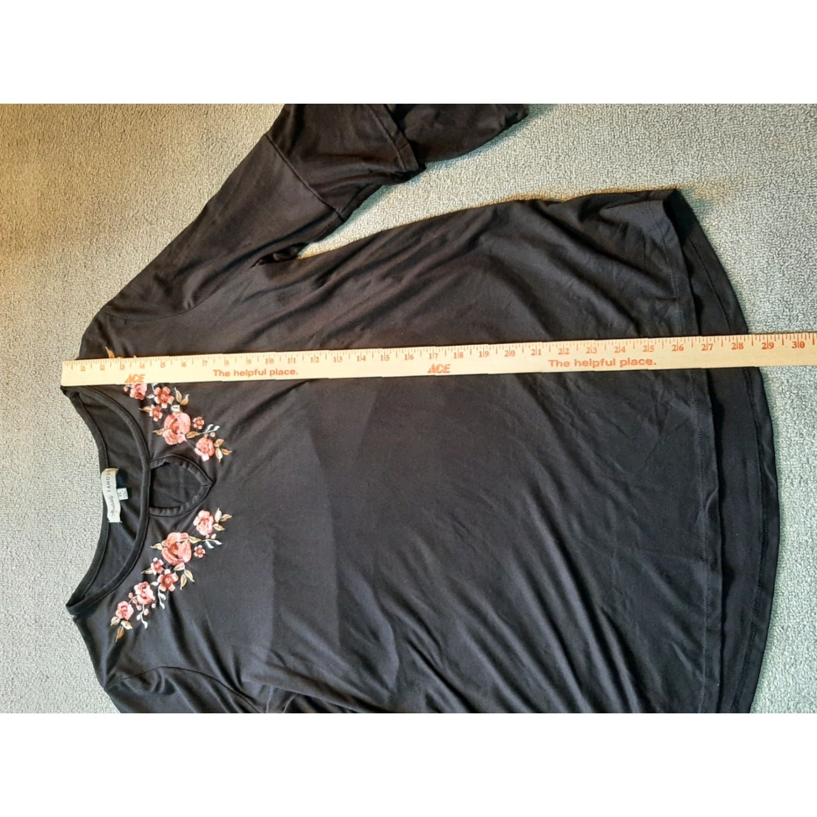 Vintage Absolutely Famous Womens Top XL Black Long Sleeve Embordered Key Hole Shirt Size XL / US 12-14 / IT 48-50 - 4 Thumbnail