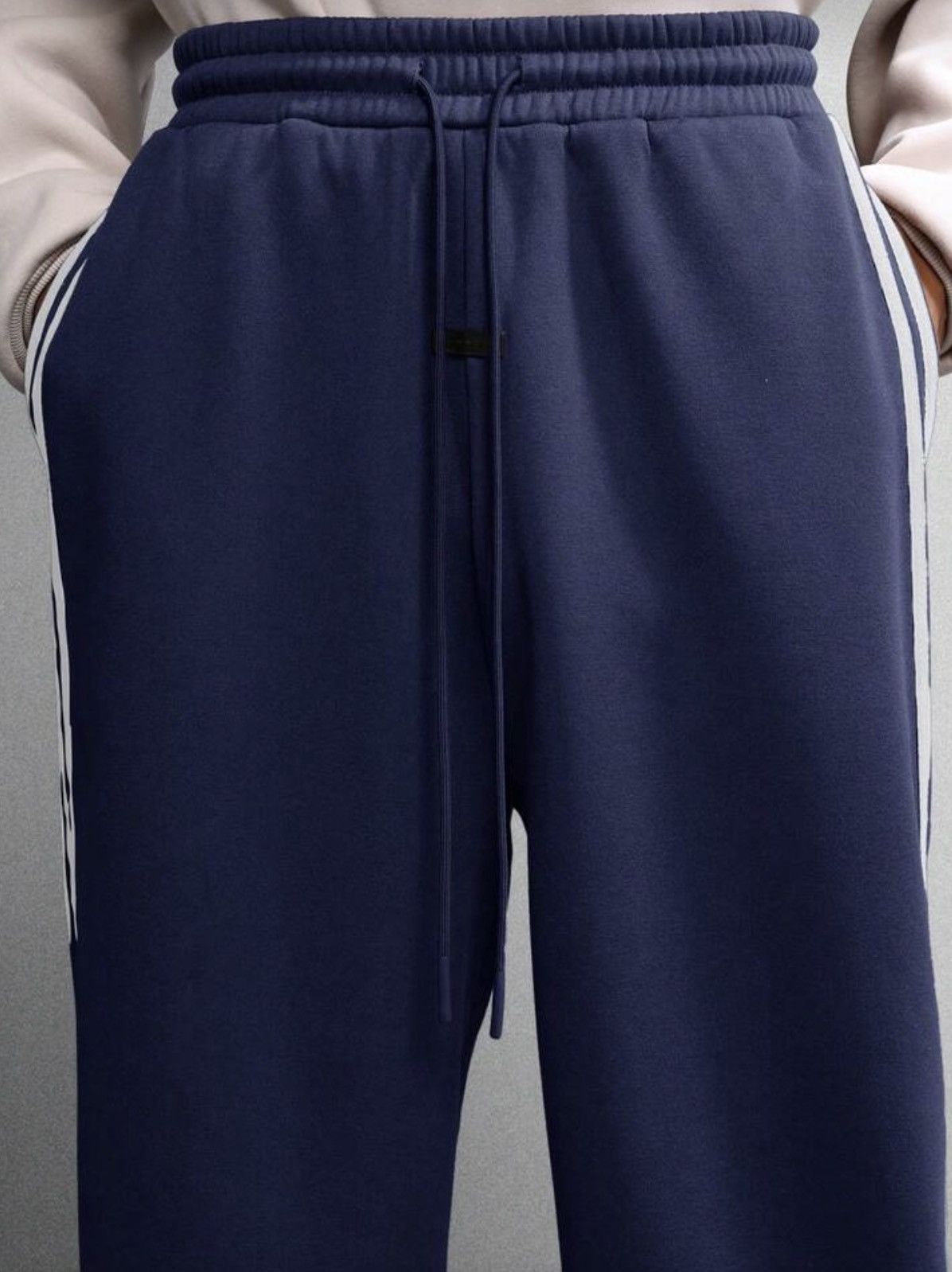 Japanese Brand Wide-Leg Stripe Sweatpants - Heavy Fleece Size US 31 - 6 Thumbnail