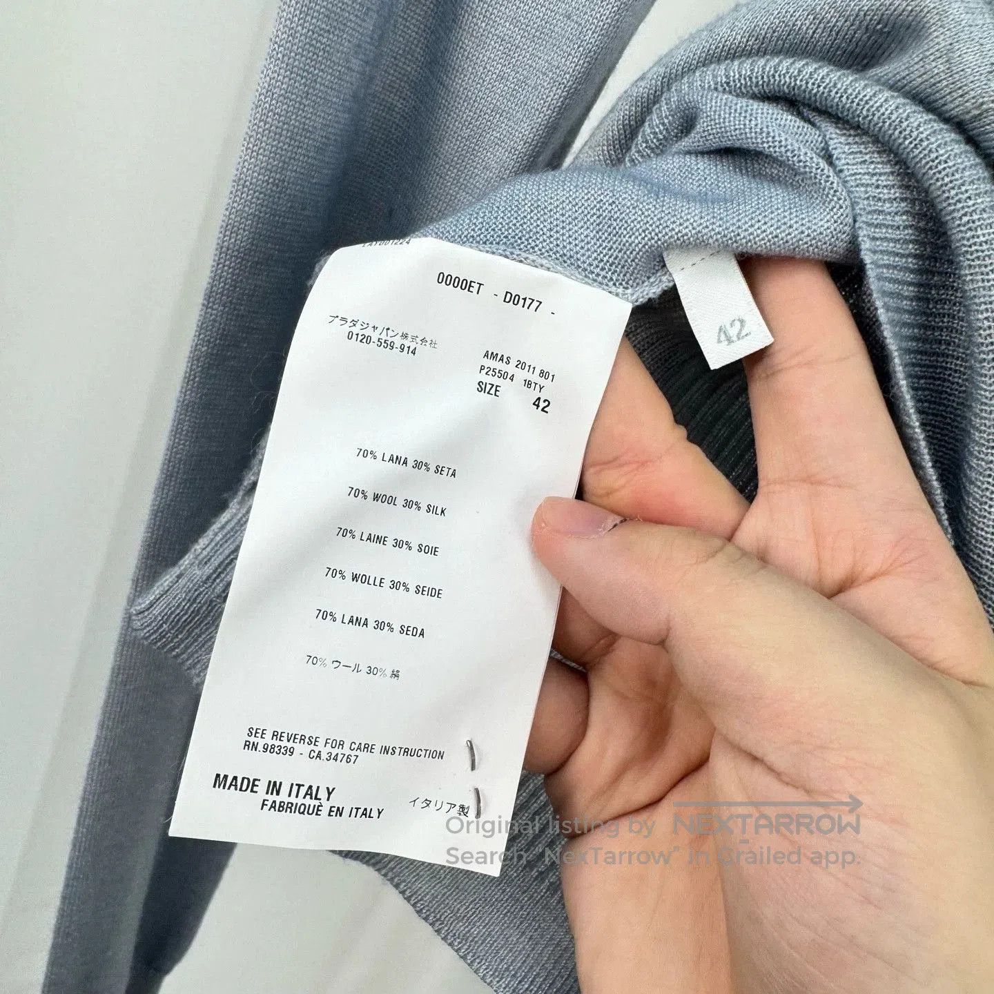 Prada Prada Blue Knit Long Sleeve Top . Size US M / EU 48-50 / 2 - 6 Thumbnail