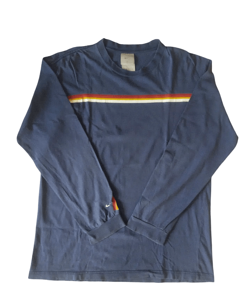 Nike × Vintage Vintage Nike Striped Navy Longsleeve Shirt Size US L / EU 52-54 / 3 - 1 Thumbnail