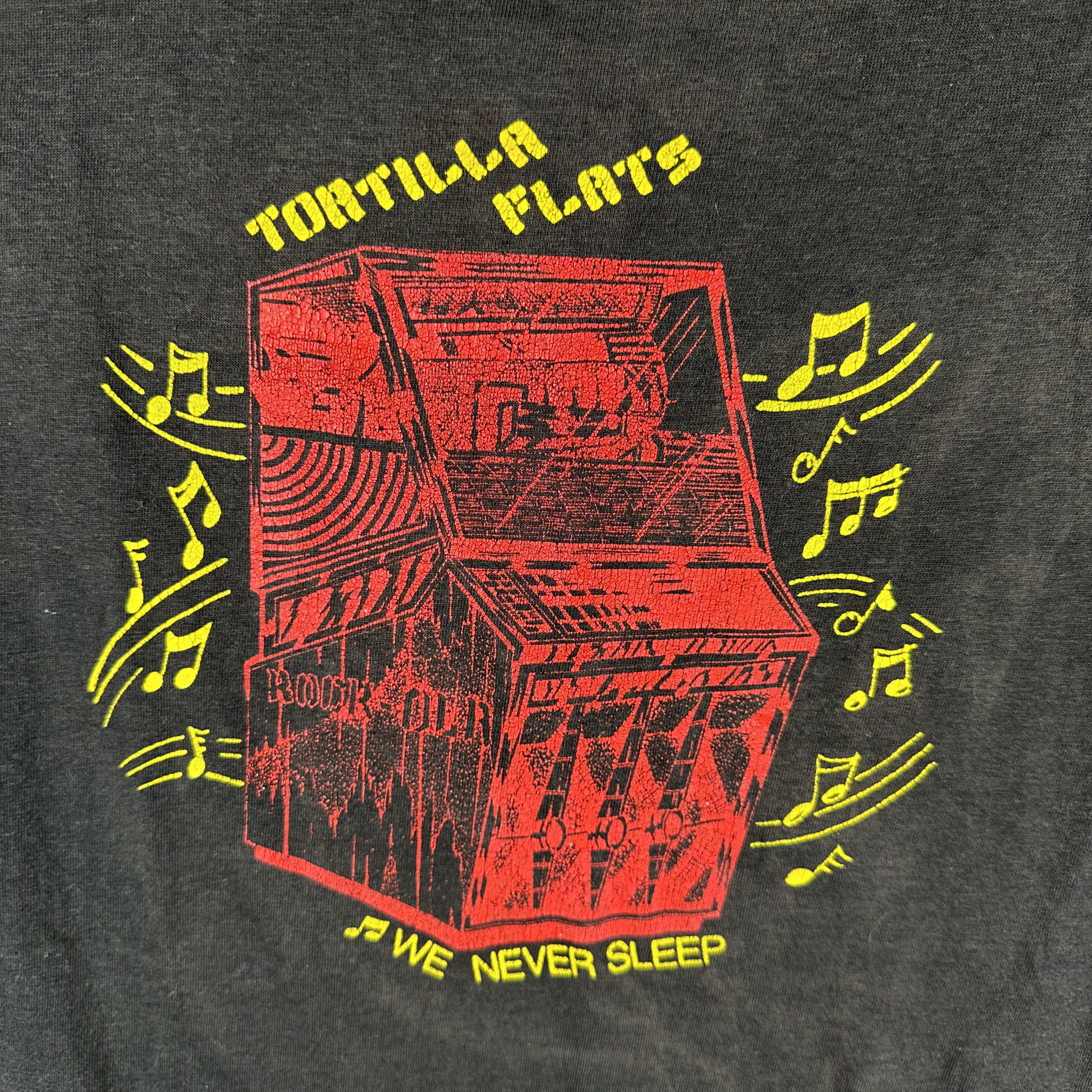Vintage 80s 90s Tortilla Flats We Never Sleep Single Stitch T-Shirt Size US M / EU 48-50 / 2 - 2 Thumbnail