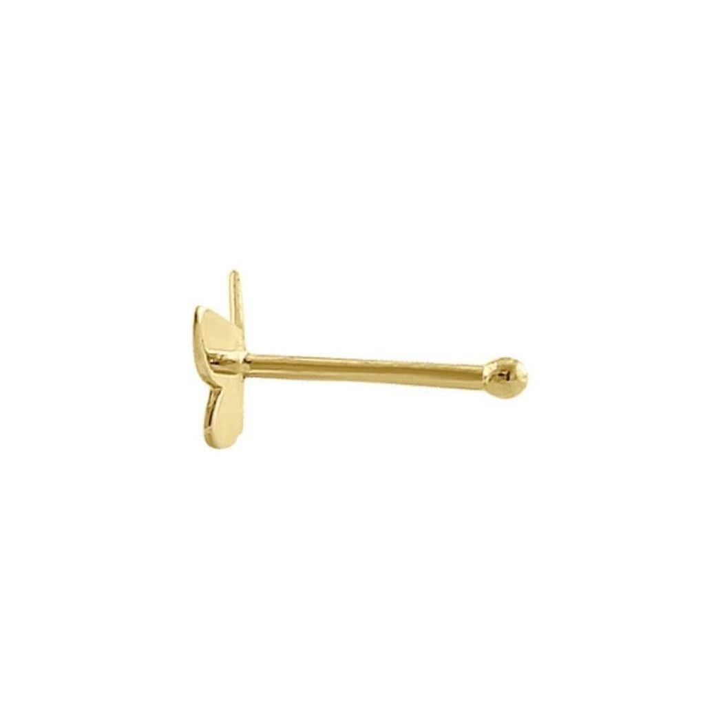 Other Solid 14K Yellow Gold Tiny Butterfly Straight Nose Stud New Size ONE SIZE - 3 Thumbnail