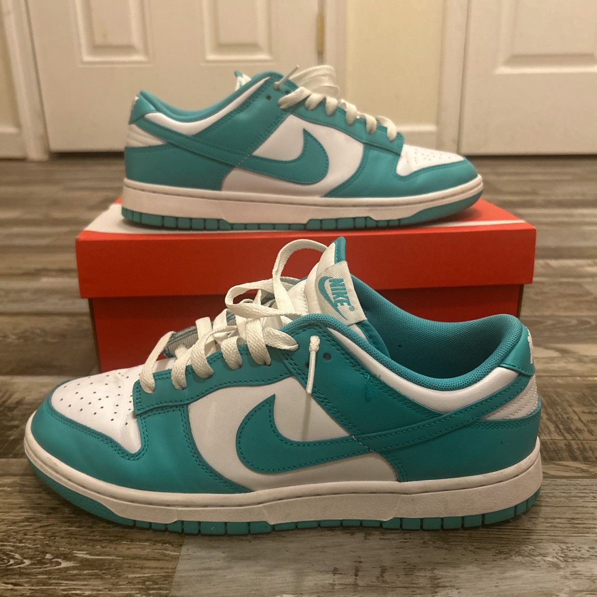 Nike Nike Dunk Low 'Clear Jade' teal and white dunks Size US 9 / EU 42 - 1 Thumbnail