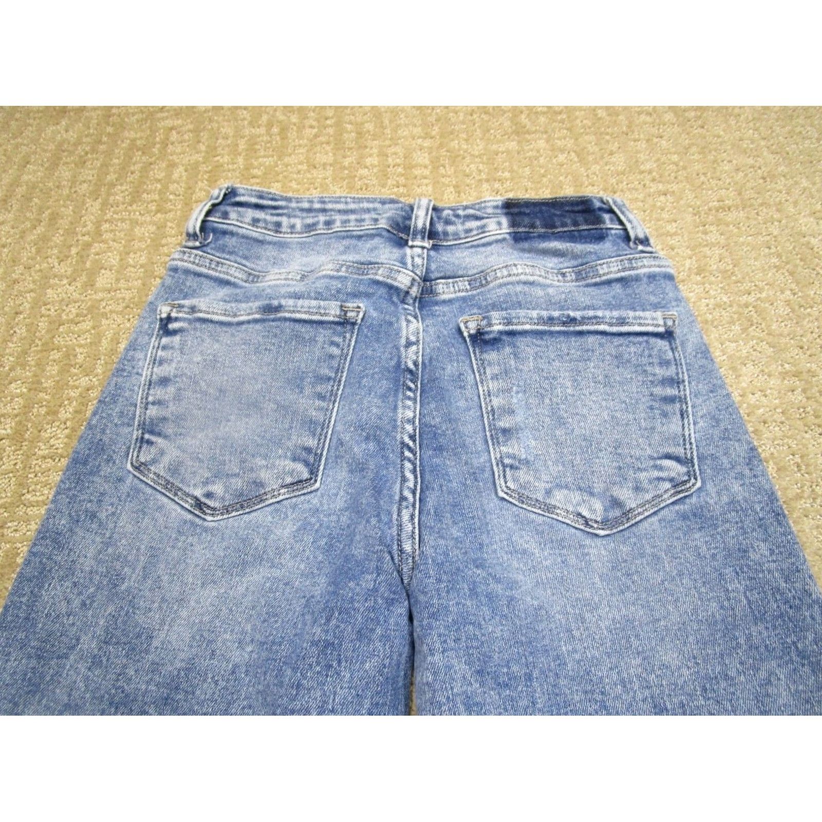 Vintage Risen Jeans Women 26 Blue Straight Cropped Mid Rise Acid Wash Frayed Hem Denim Pants Size 26" / US 2 / IT 38 - 4 Thumbnail