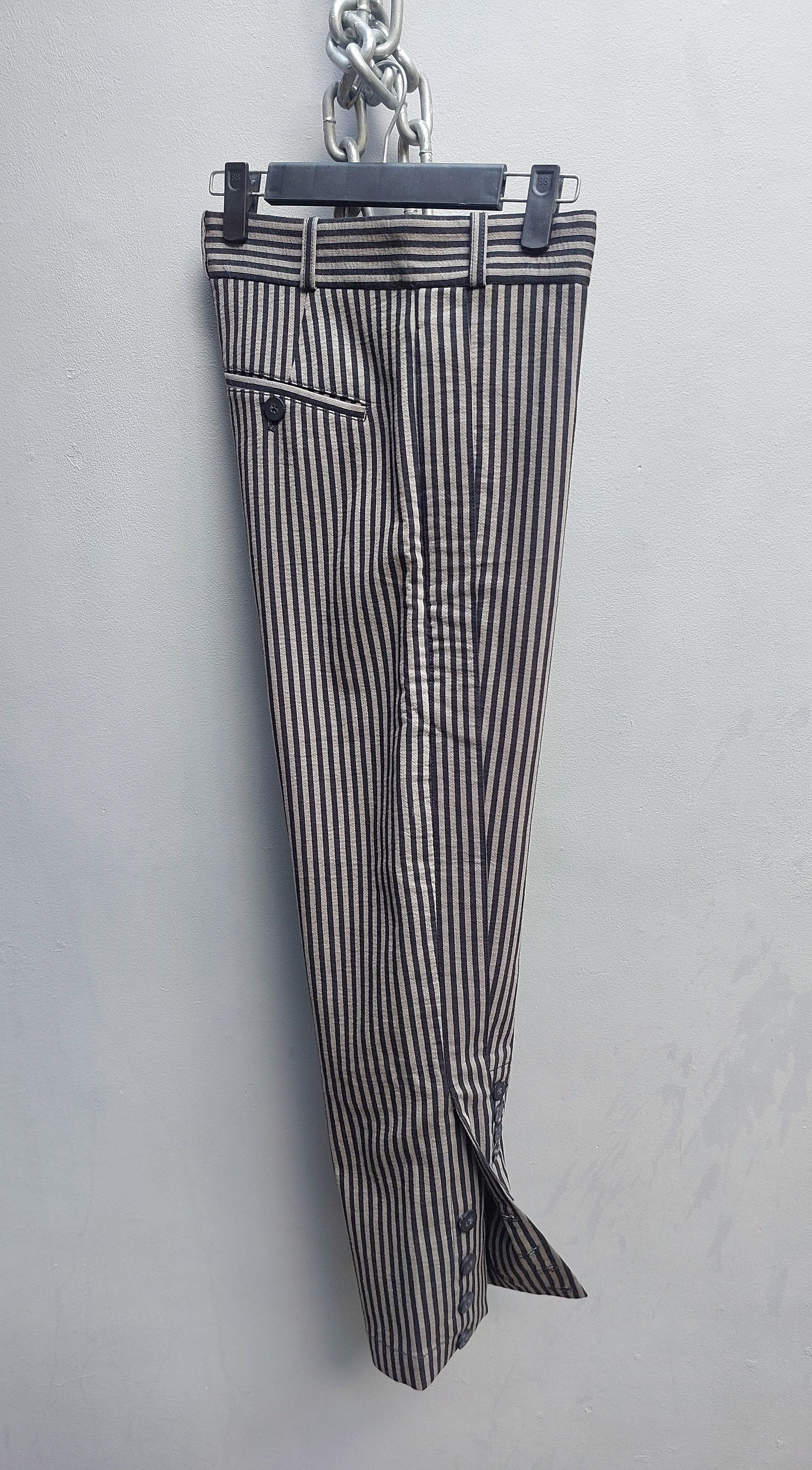 Ann Demeulemeester Ann Demeulemeester Striped Slim Pants with Buttoned Hem Size US 32 / EU 48 - 4 Thumbnail