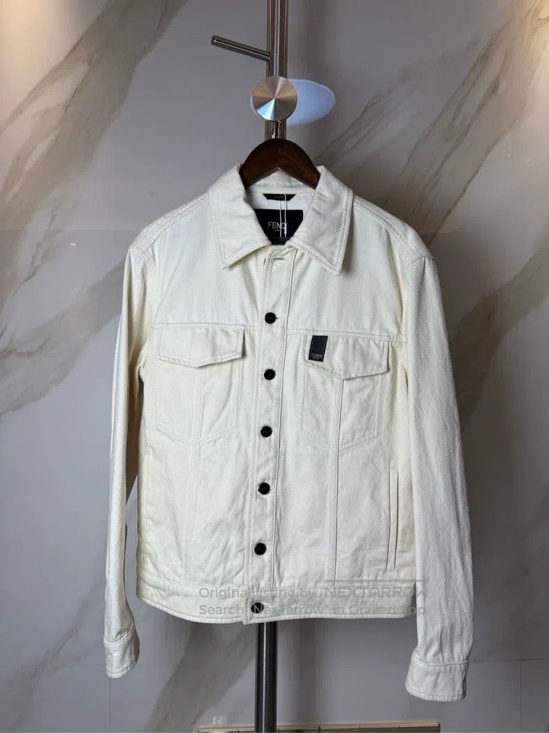 Fendi Fendi White Chest Embroidered Denim Jacket Size US S / EU 44-46 / 1 - 1 Thumbnail