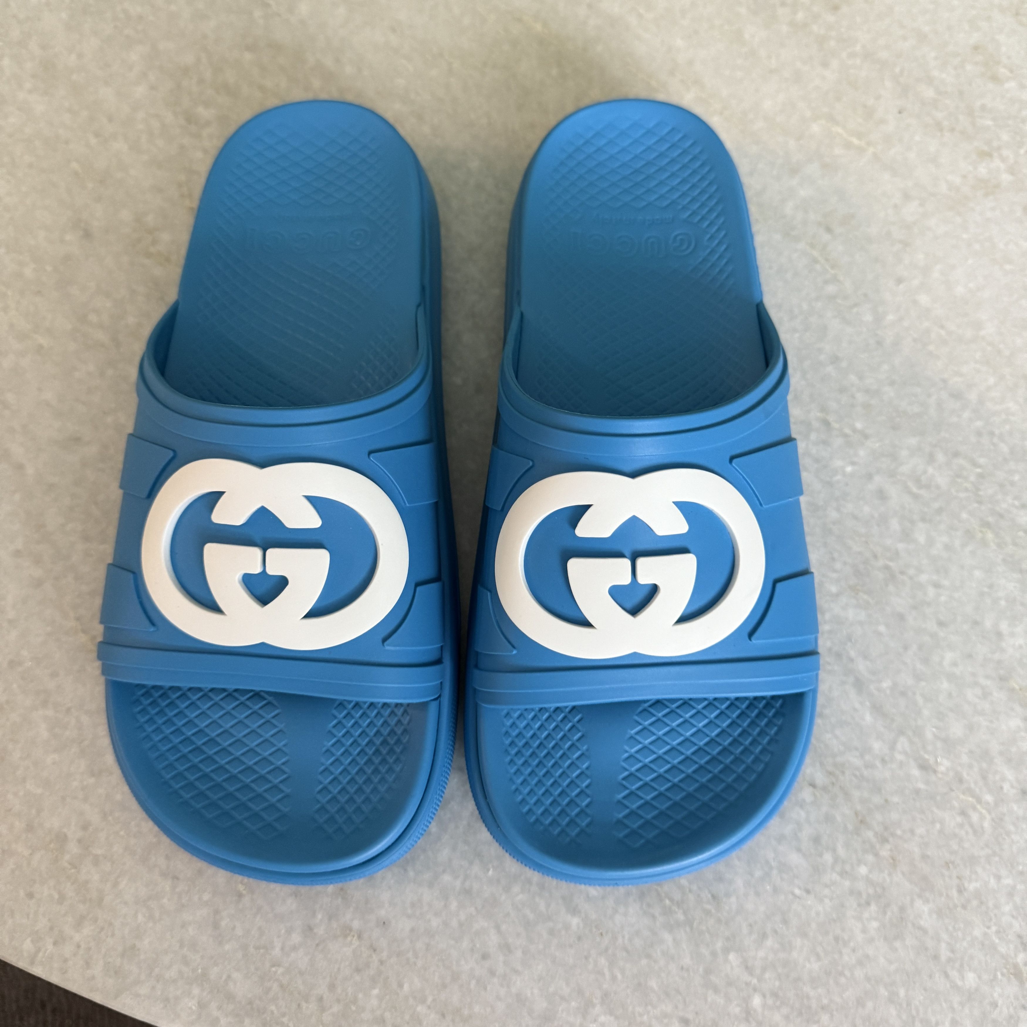 Gucci GUCCI 780296 Blue Rubber Men's GG Sandals, sz Gucci 7 Size US 7.5 / EU 40-41 - 5 Thumbnail