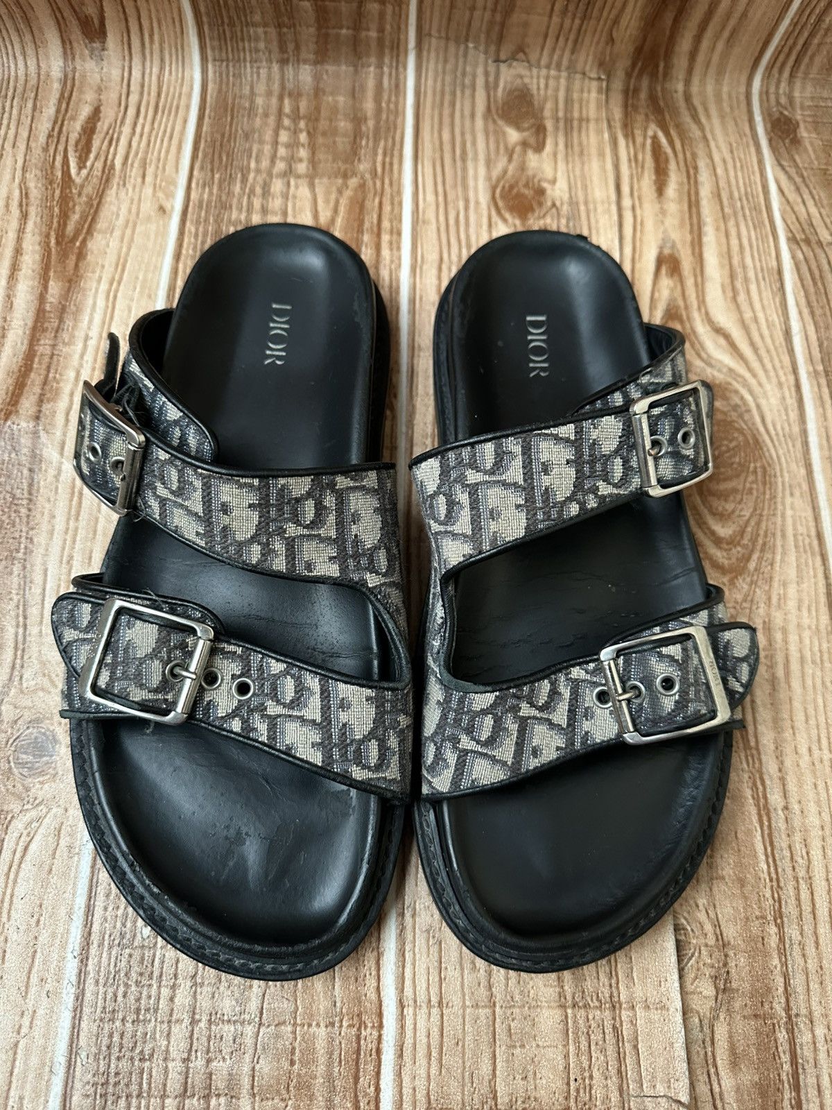 Dior DIOR Aqua Oblique Jacquard Sandals Beige Black Size US 8 / EU 41 - 1 Thumbnail