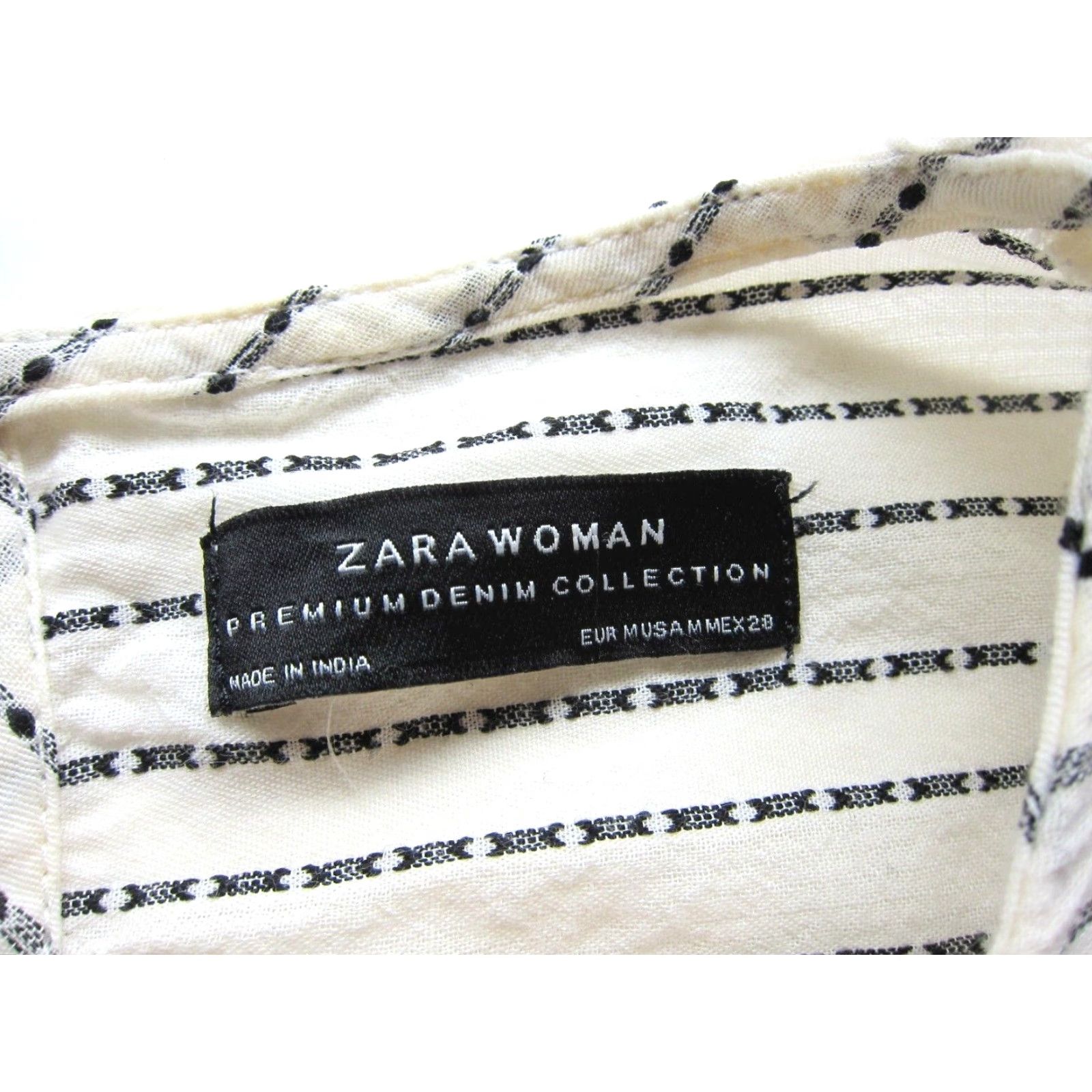 Zara Zara Woman Cotton Ivory Black Embroidered Long Sleeve Peasant Blouse Medium Size M / US 6-8 / IT 42-44 - 4 Thumbnail