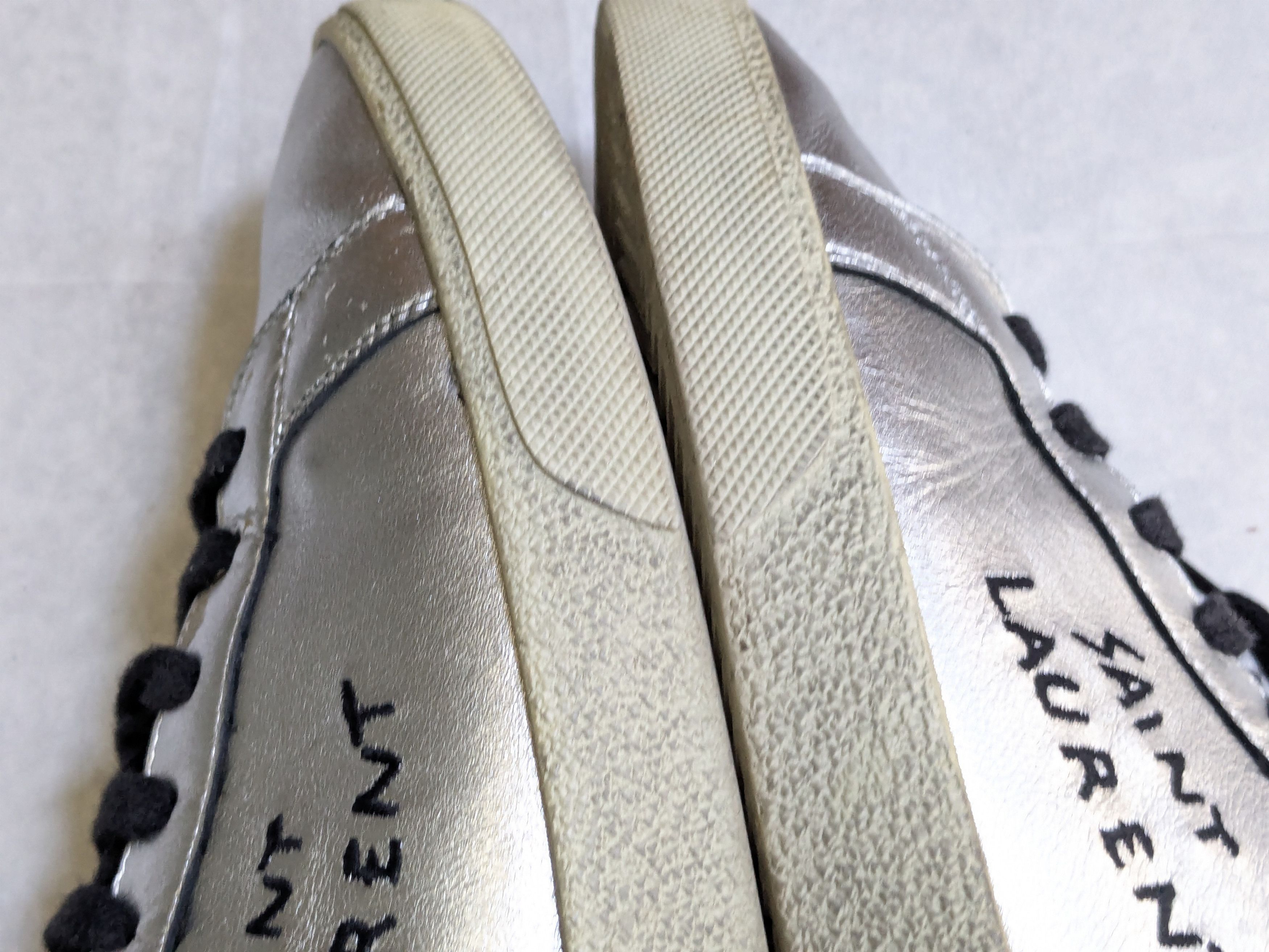 Saint Laurent Paris Saint Laurent Sneakers Silver 12 45 Low Tops Leather Court Size US 12 / EU 45 - 6 Thumbnail