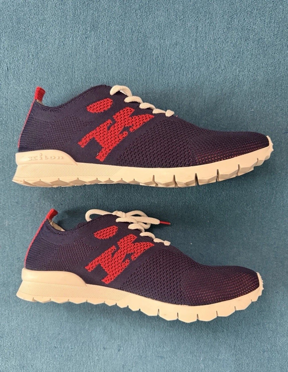 Kiton Knit Sneakers With Logo Blue Red Size 7 EU Size 8 US Size US 8 / EU 41 - 4 Thumbnail