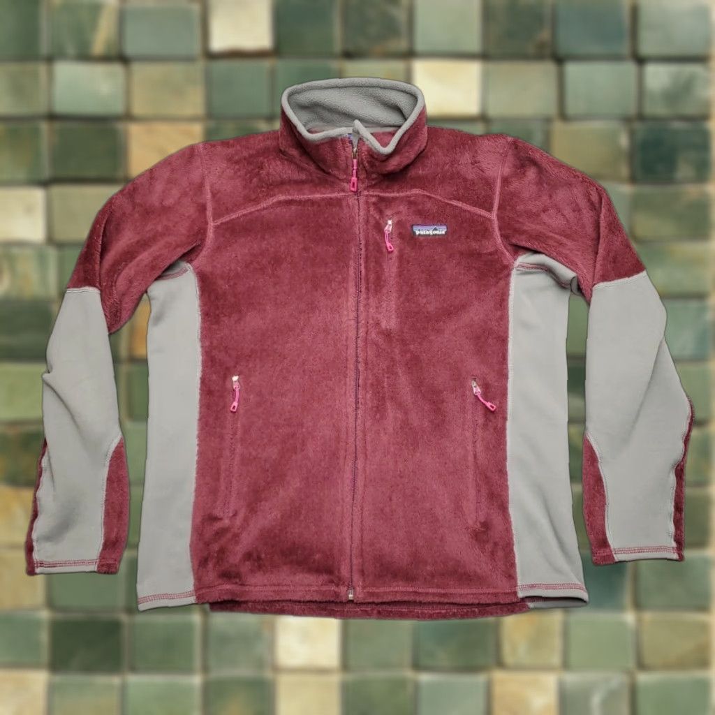 VINTAGE Patagonia Jacket Womens L Maroon Regulator Full Zip Polartec Fleece Casual Gorp