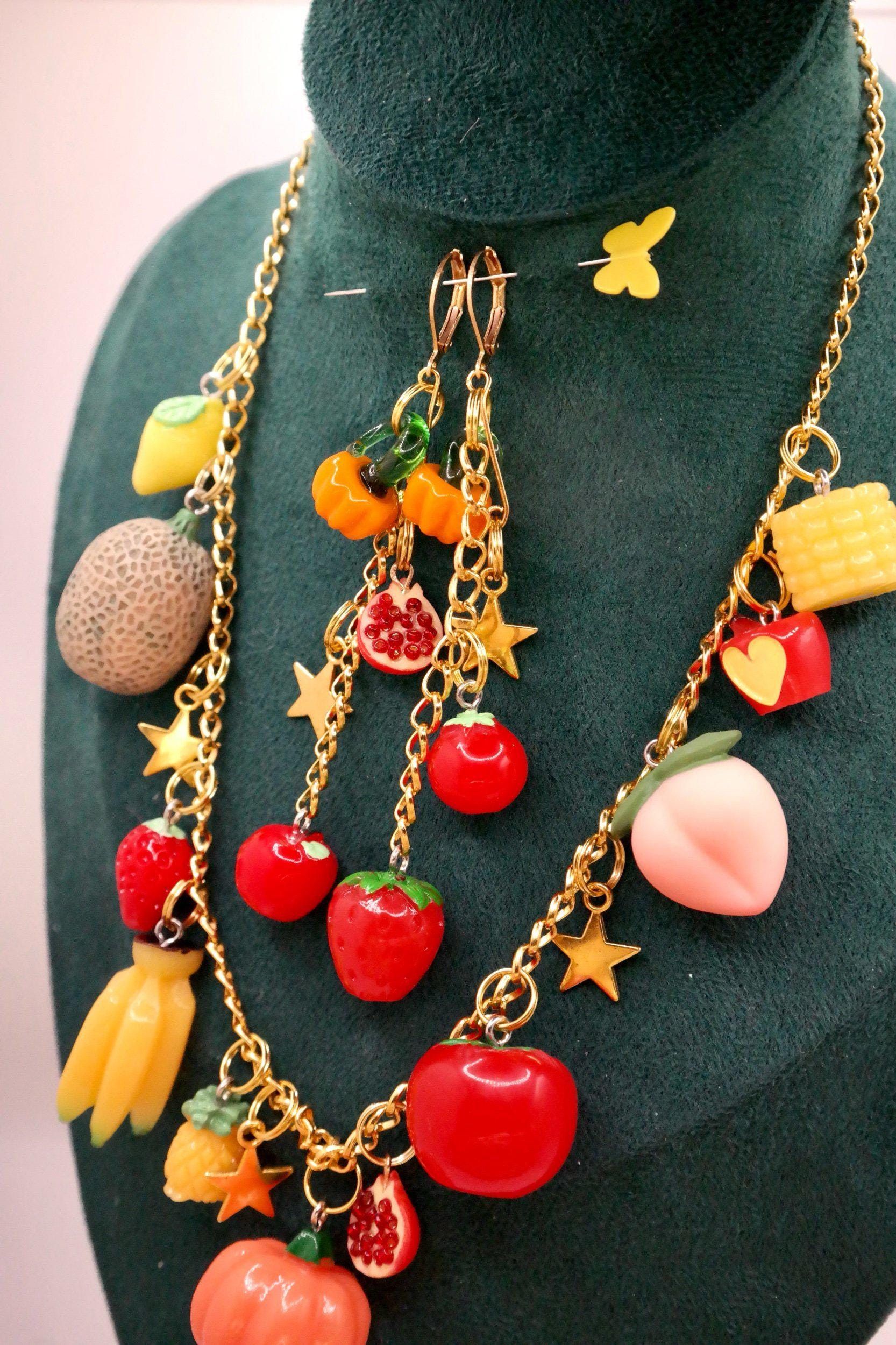 Handmade Fruity Gold Star Necklace & Earrings Set Size ONE SIZE - 2 Thumbnail