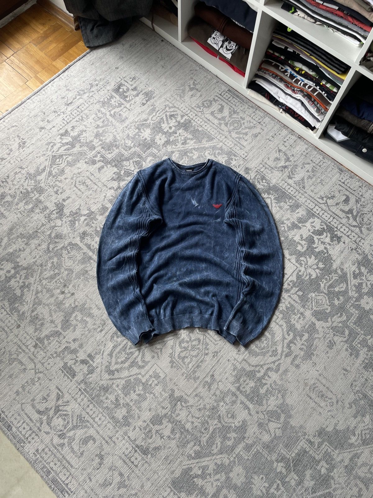 Vintage Vintage Armani Sweater Avant Garde Washed Y2K Slim Japanese Size US M / EU 48-50 / 2 - 1 Thumbnail