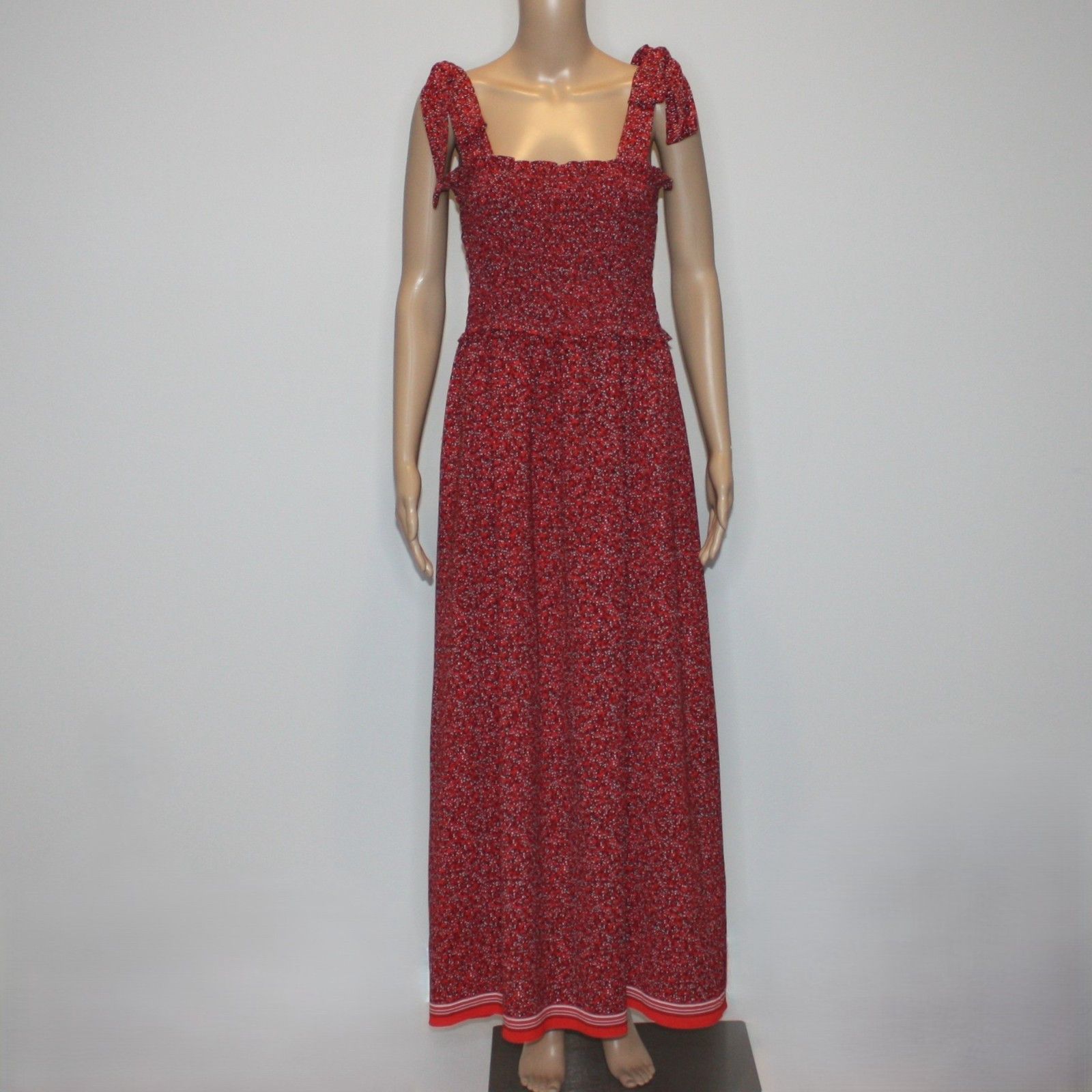 Other Max Studio Tie Strap Smocked Bodice Maxi Dress in Red Color Size L / US 10 / IT 46 - 3 Thumbnail