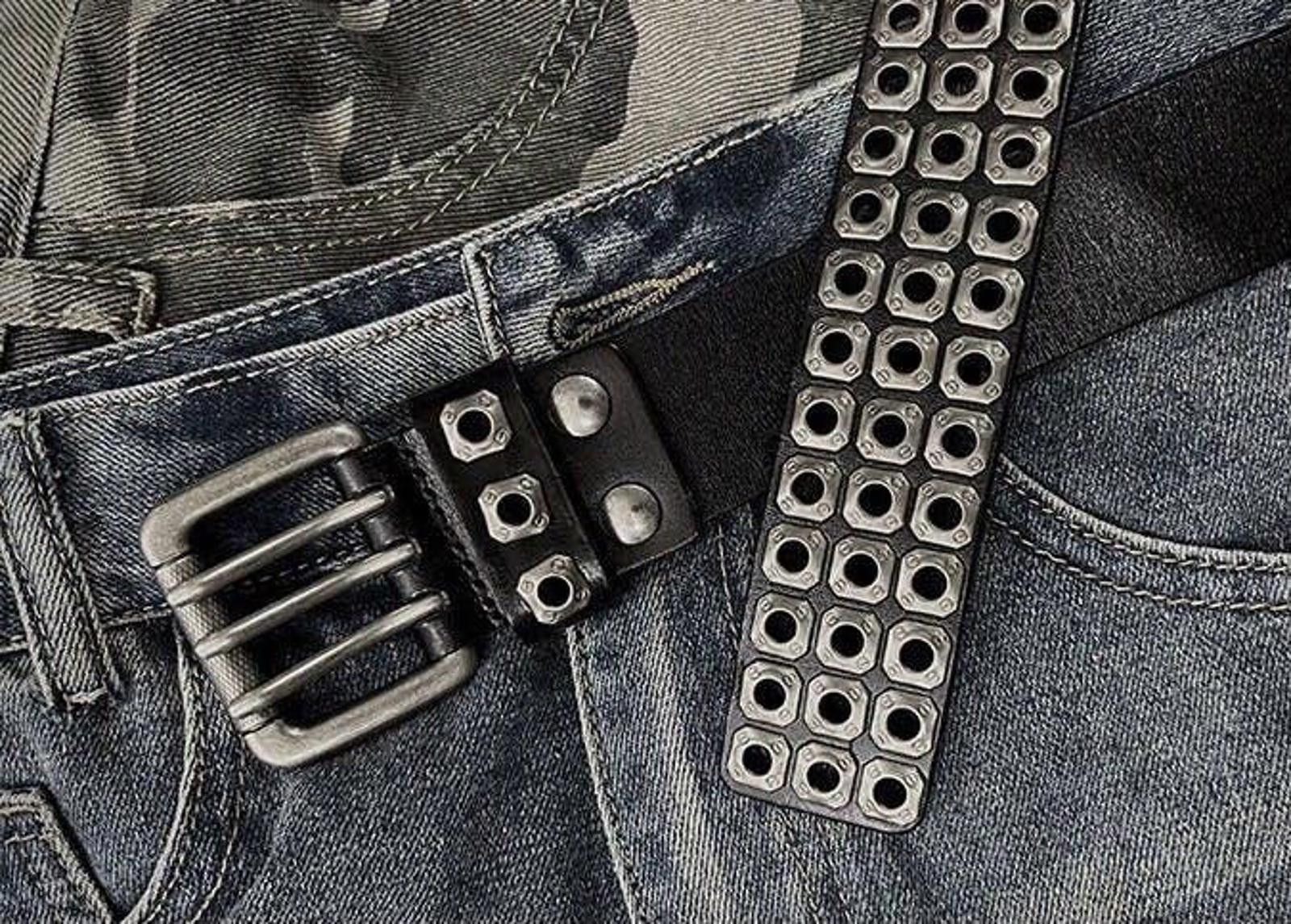 Vintage Outdoor retro punk rock eyelet leather belt Size ONE SIZE - 5 Thumbnail
