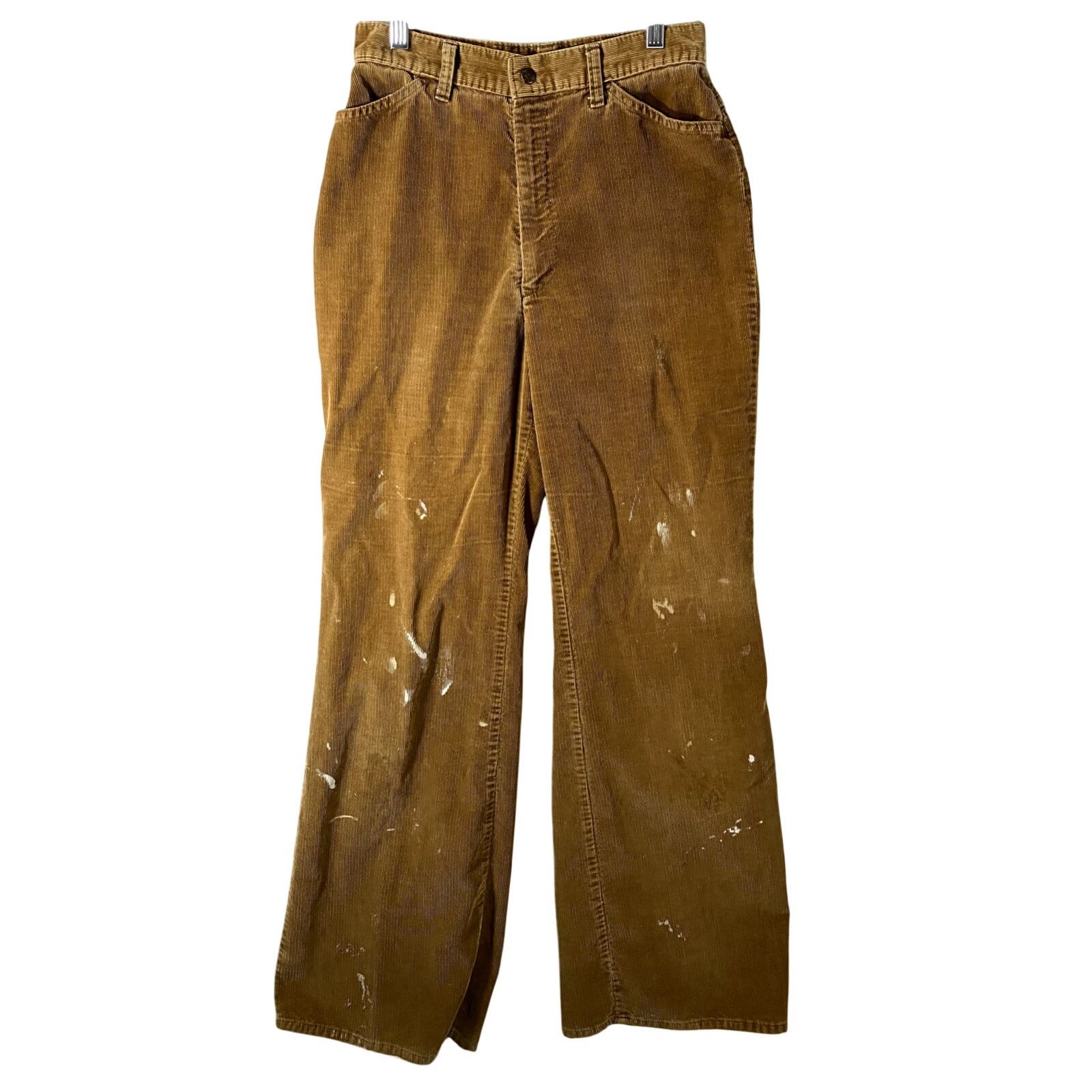 Levi's Vtg 70s Levis MF Corduroy Distressed Brown Tab Pants Mens 12 Size US 28 / EU 44 - 1 Thumbnail