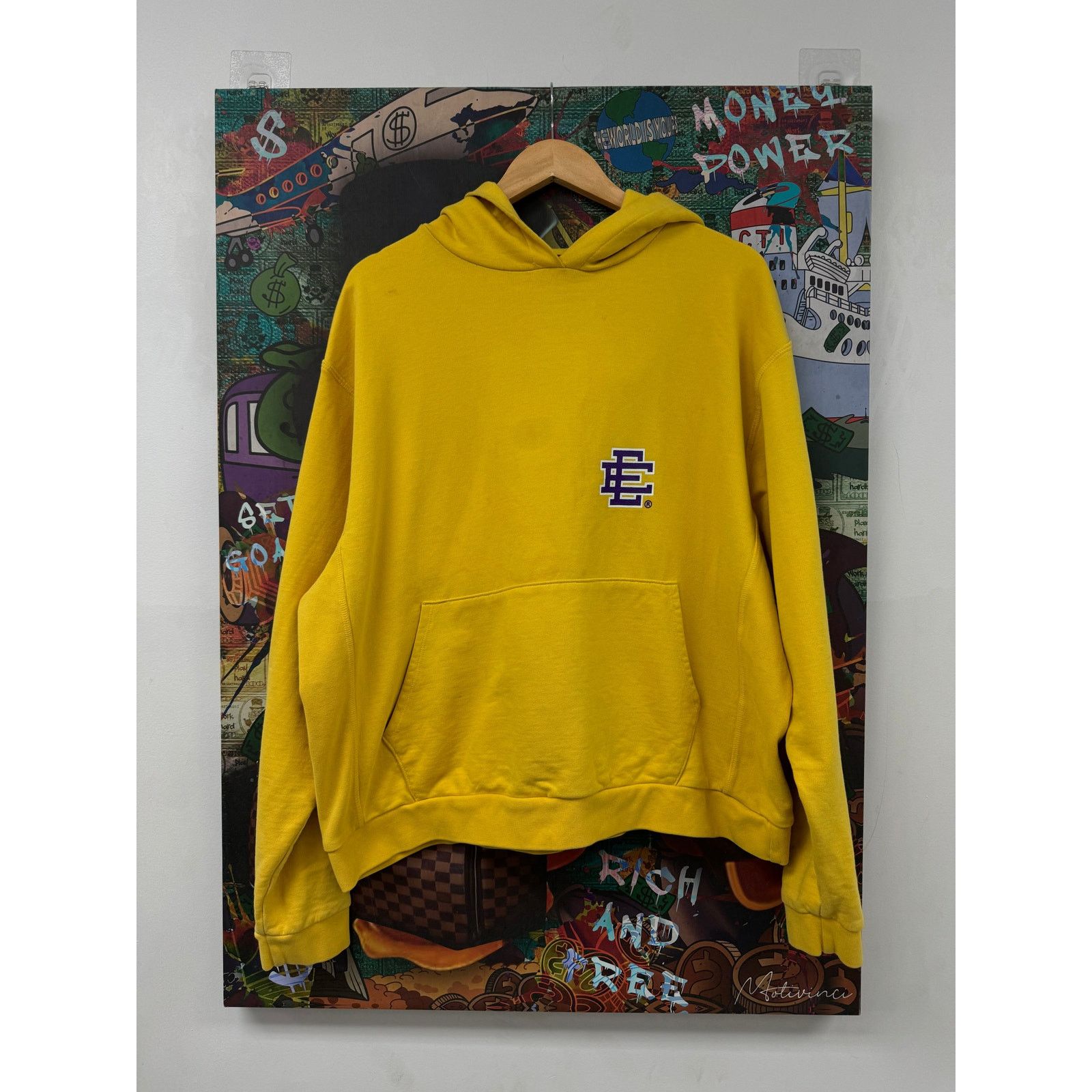 Eric Emanuel EE Hoodie Yellow Purple Used Large Size US L / EU 52-54 / 3 - 1 Thumbnail