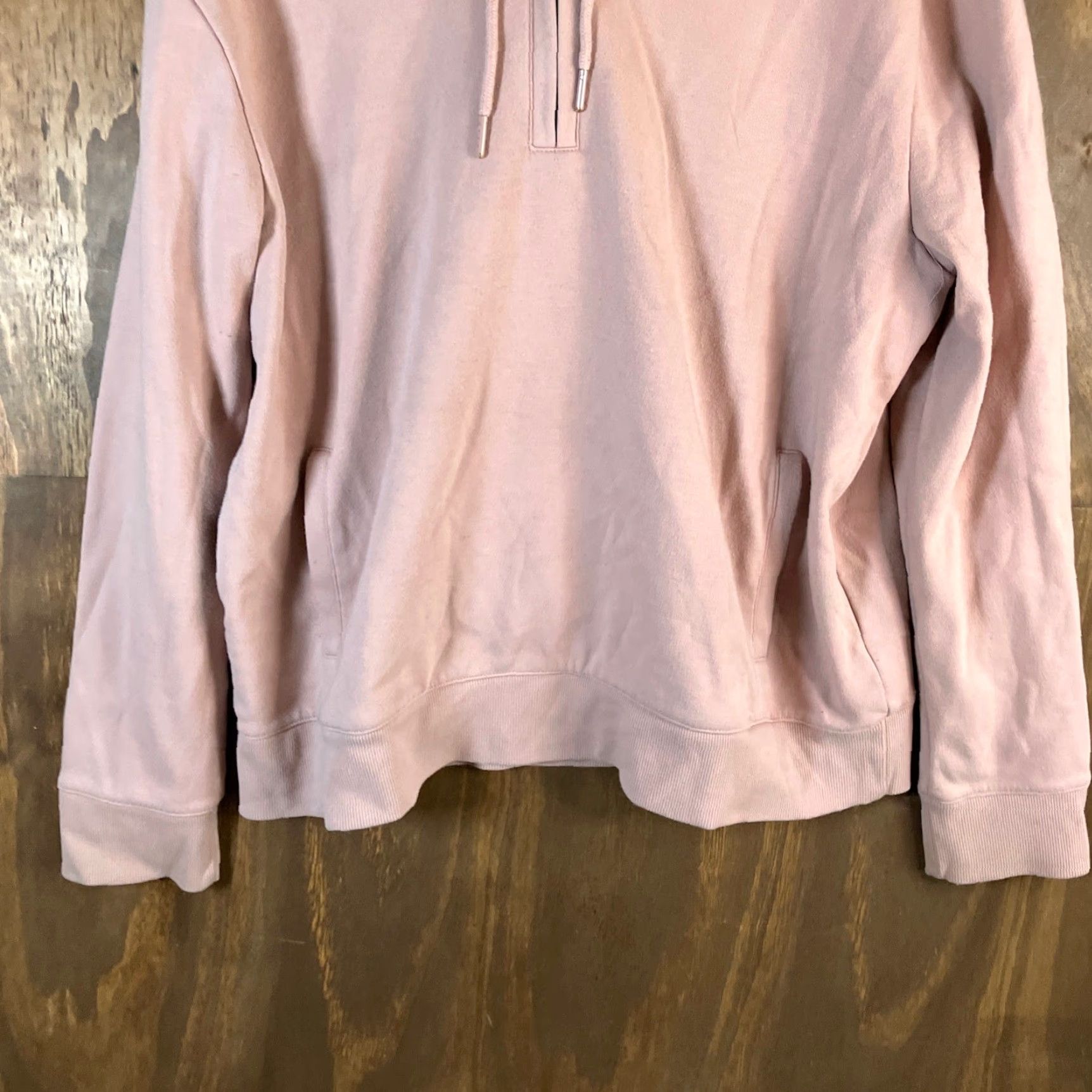 Vintage Express Womens Sweatshirt Light Pink Pullover 1/4 Zip Hoodie Large Stretch Size L / US 10 / IT 46 - 3 Thumbnail