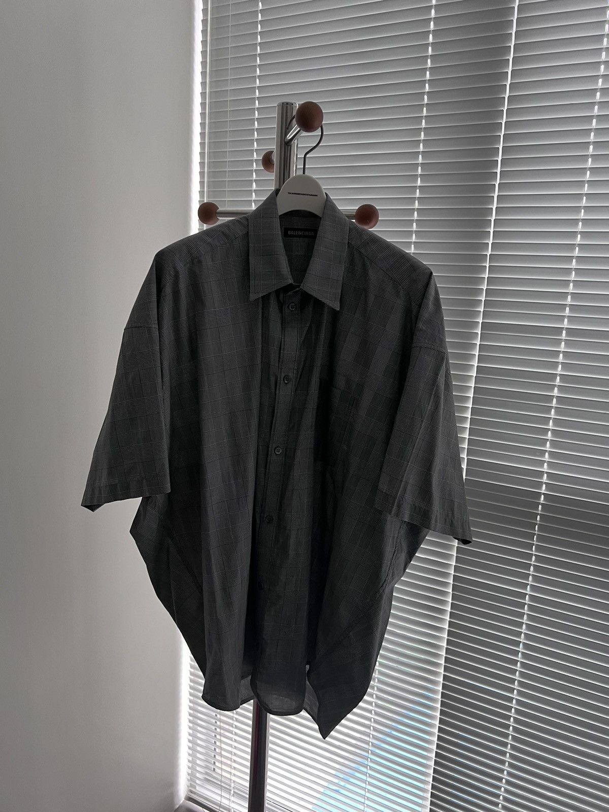 Balenciaga Summer 20 Glen Check Cocoon Shirt Size US M / EU 48-50 / 2 - 2 Thumbnail