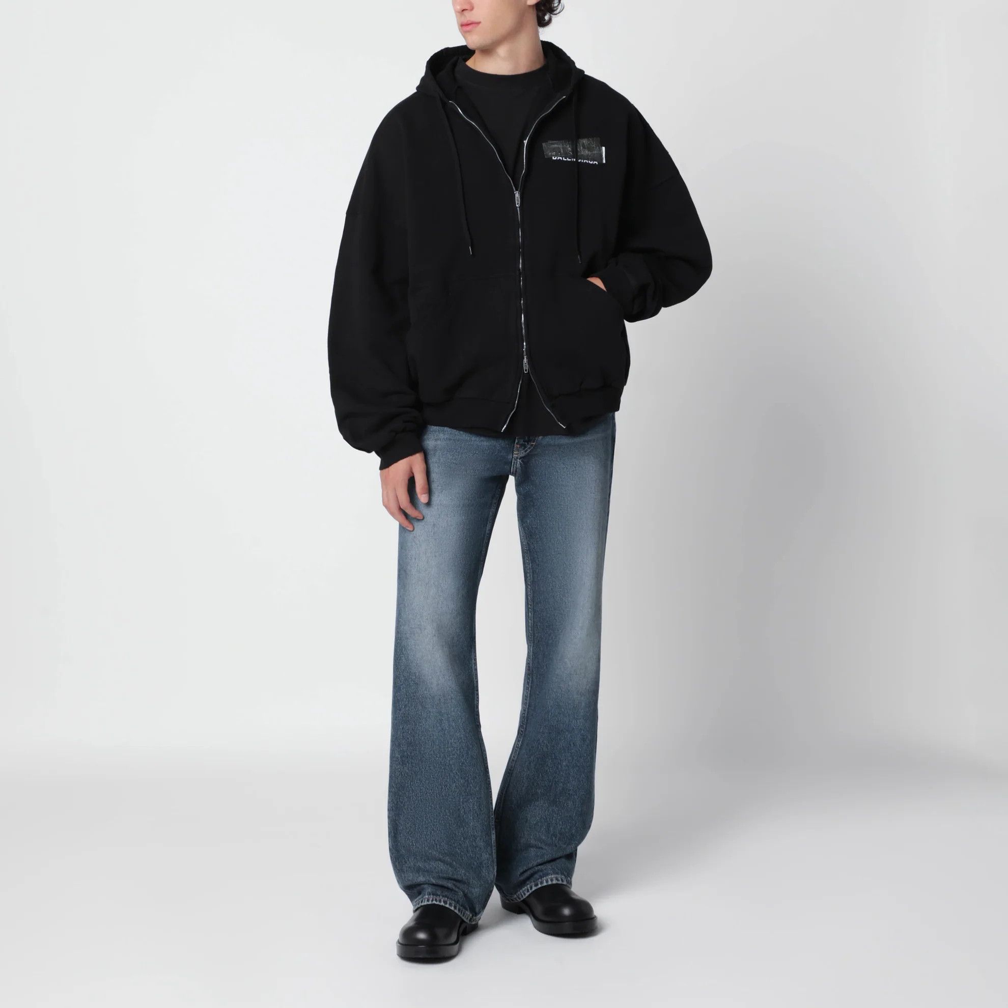 Balenciaga × Gap × Yeezy Yeezy Gap Black Zip Up Hoodie in XXL