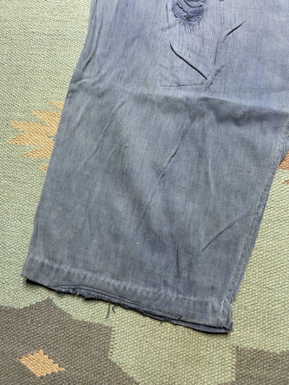 Vintage 1950s side zip pants pedal push farm worn repaired gabardine Size 31" - 3 Thumbnail
