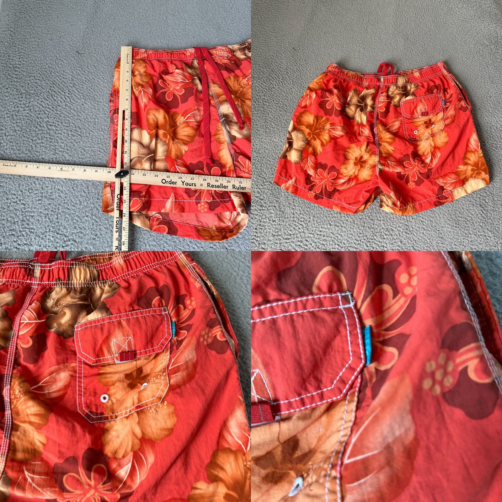 Tommy Bahama Tommy Bahama Swim Trunks Adult M Red Mens 90s Short Swim Bottom Pockets Trunks Size US 31 - 8 Thumbnail