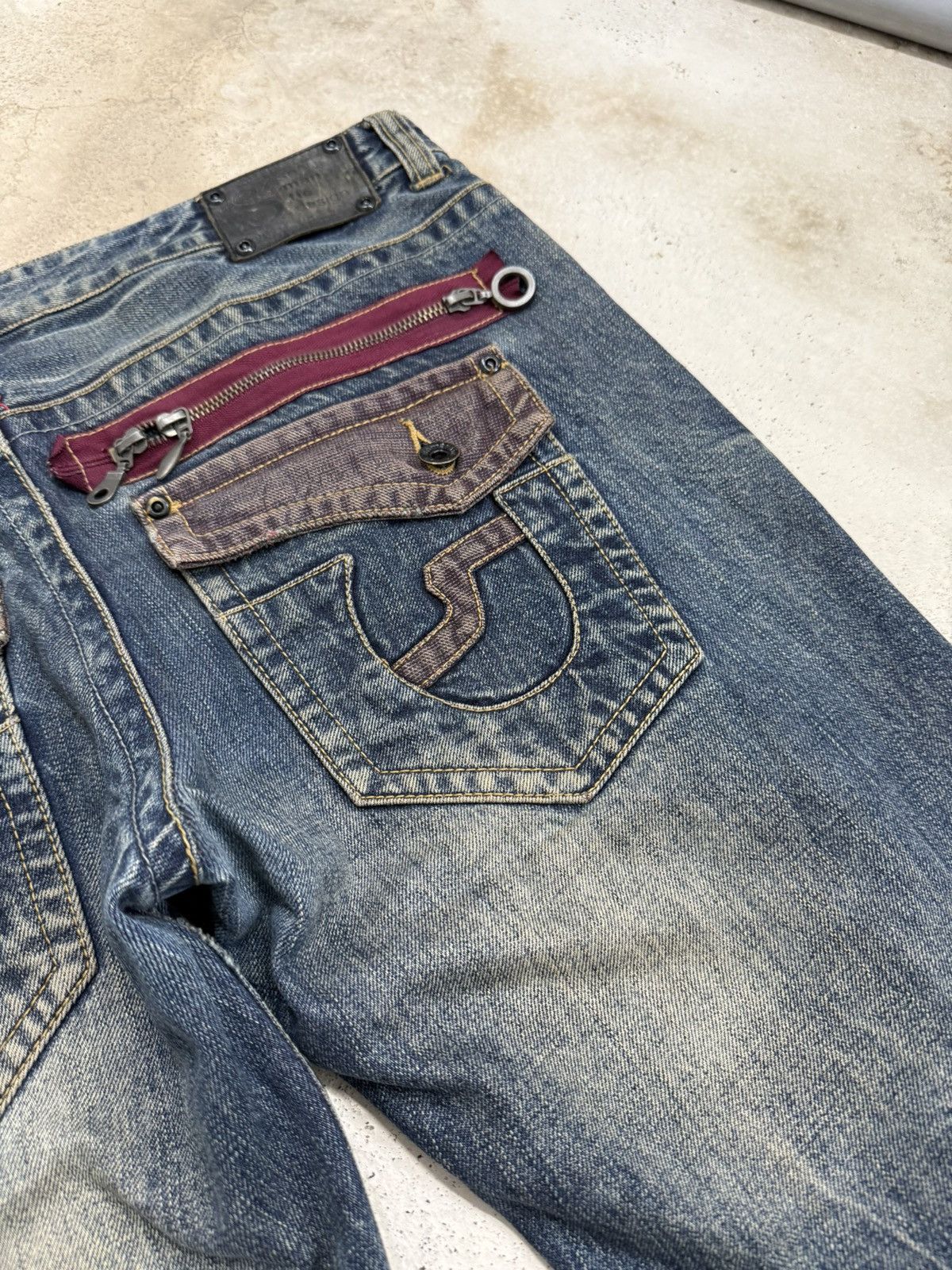 semanticdesign Semanticdesign Japanese Mudwash Studded Flare Denim Pants Size US 35 - 18 Thumbnail