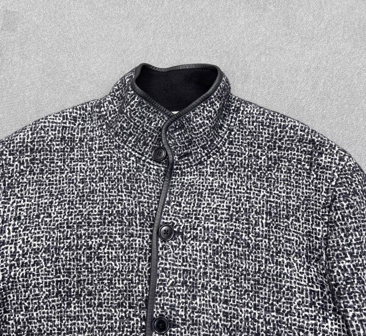 Bottega Veneta Bottega Veneta Houndstooth Wool & Leather Trim Jacket Size US M / EU 48-50 / 2 - 3 Thumbnail