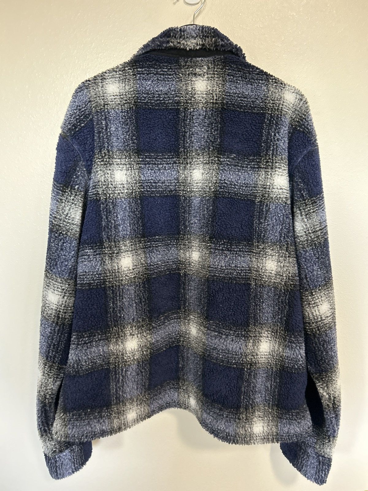 Stussy Stussy Shadow Plaid Sherpa Zip Shirt NAVY / XL | Grailed