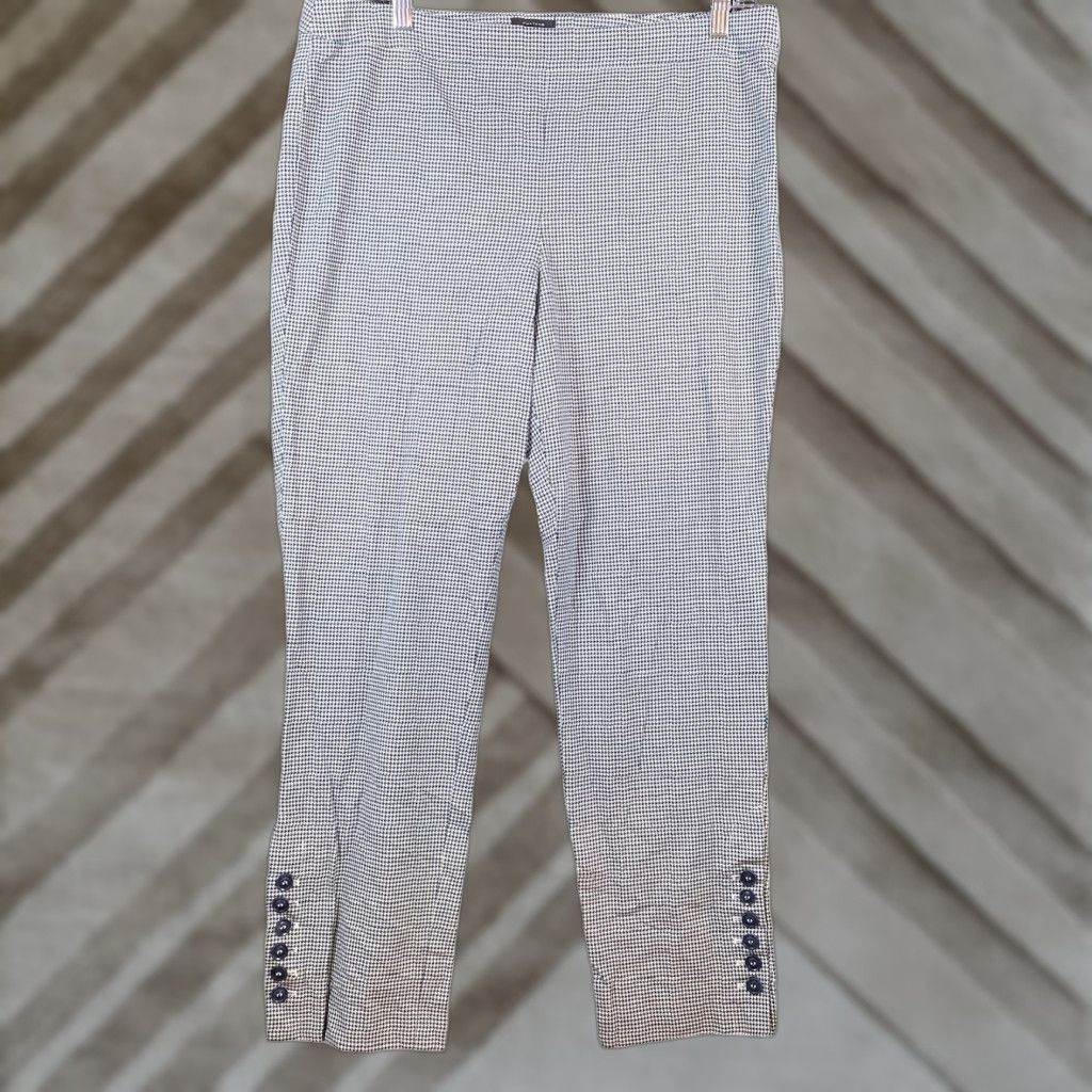 Talbots VINTAGE Talbots Womens Pants White Blue Chatham Ankle Pull On Side Zip Stretch 10 Size 24" / US 00 / IT 34 - 1 Thumbnail