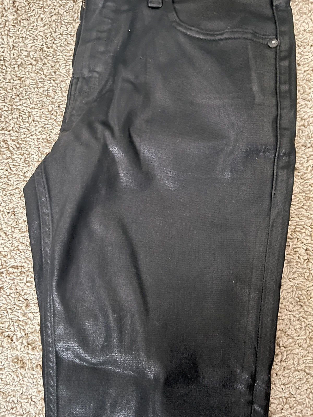 Paige NWT Paige Lennox Black Coated Waxed Denim SLP Fit Size US 30 / EU 46 - 3 Thumbnail