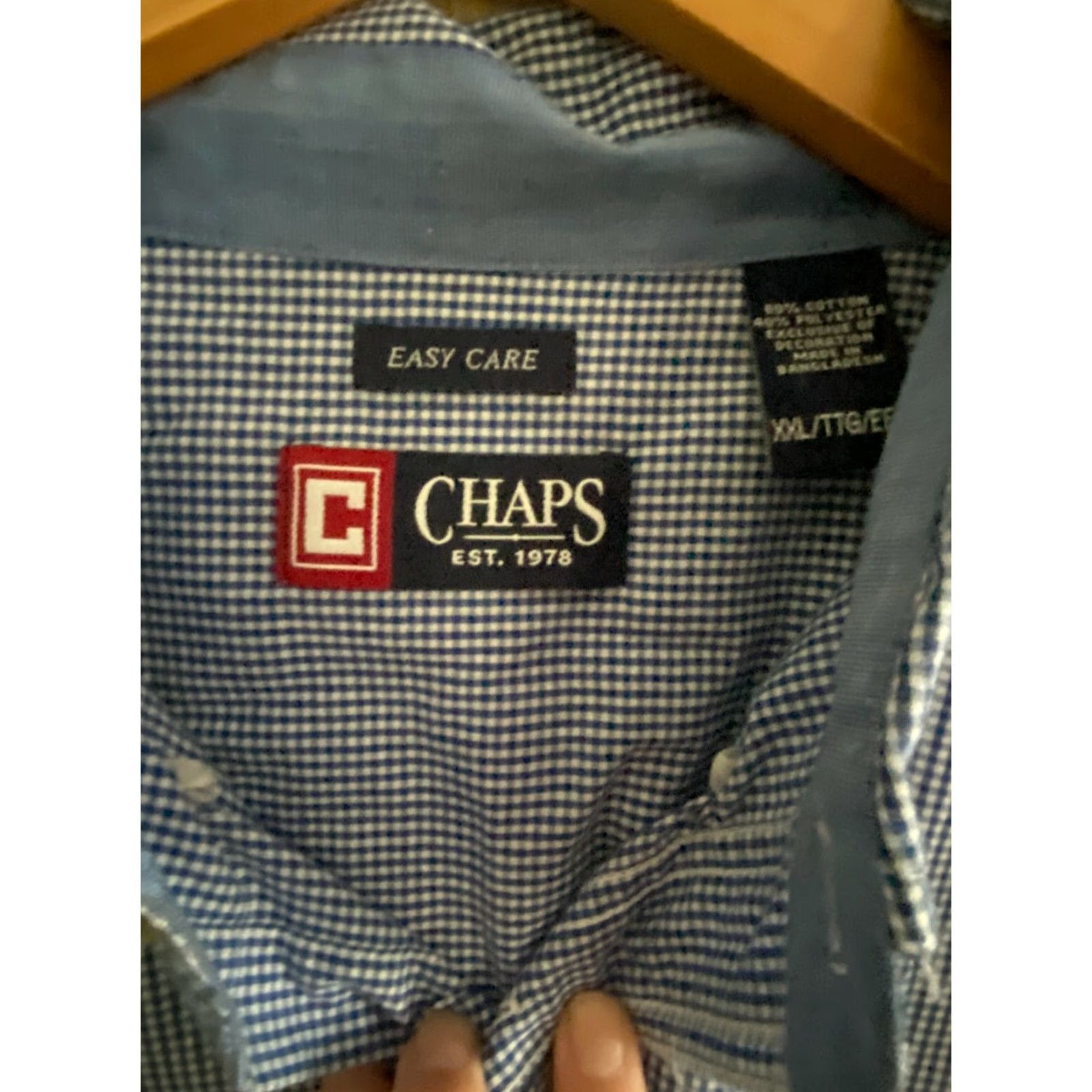 Chaps Chaps Button Up Shirt Men 2XL XXL Long Sleeve Easy Care Blue White Check Pattern Casual Size US XXL / EU 58 / 5 - 3 Thumbnail