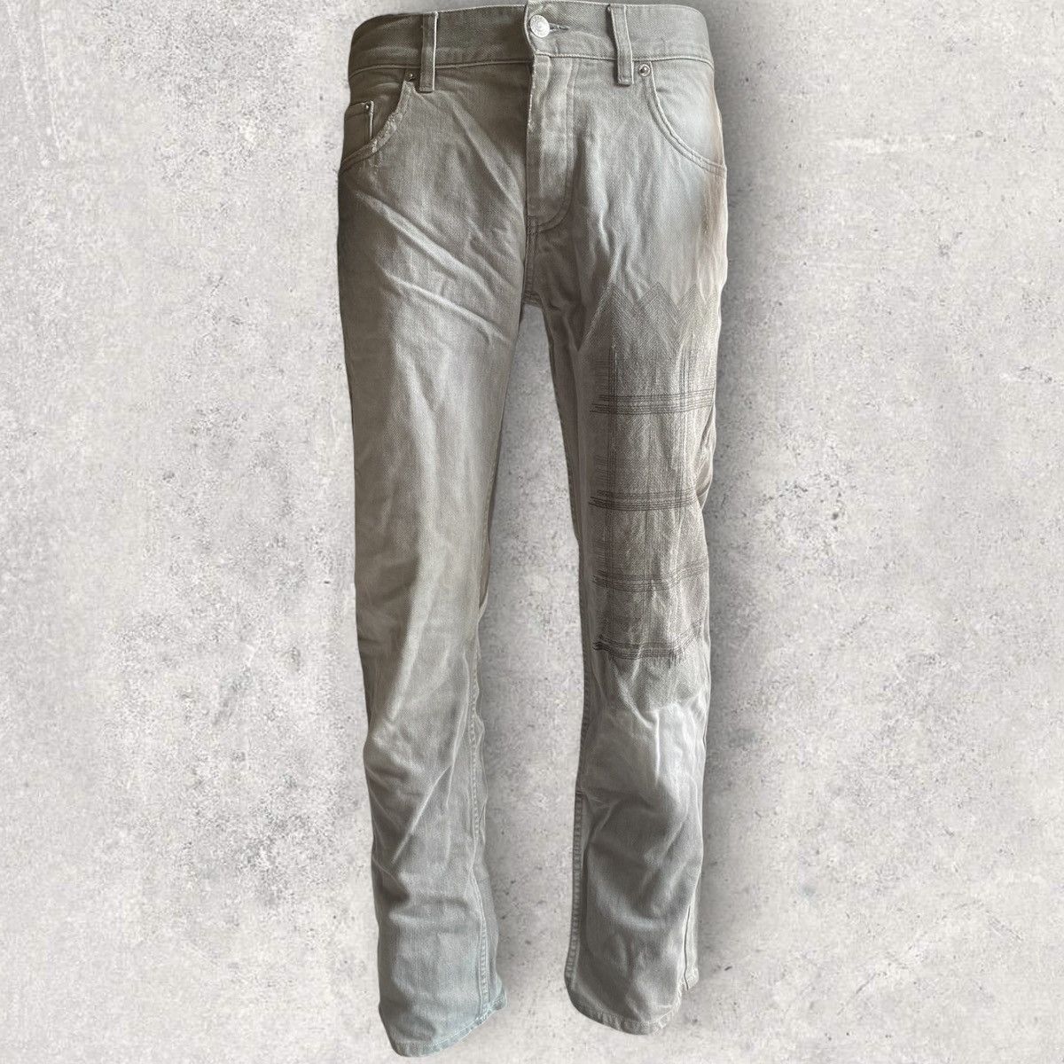 Helmut Lang Archive Embroidered Grey Fade Denim Low Waist Contour fFt Size US 33 - 10 Thumbnail