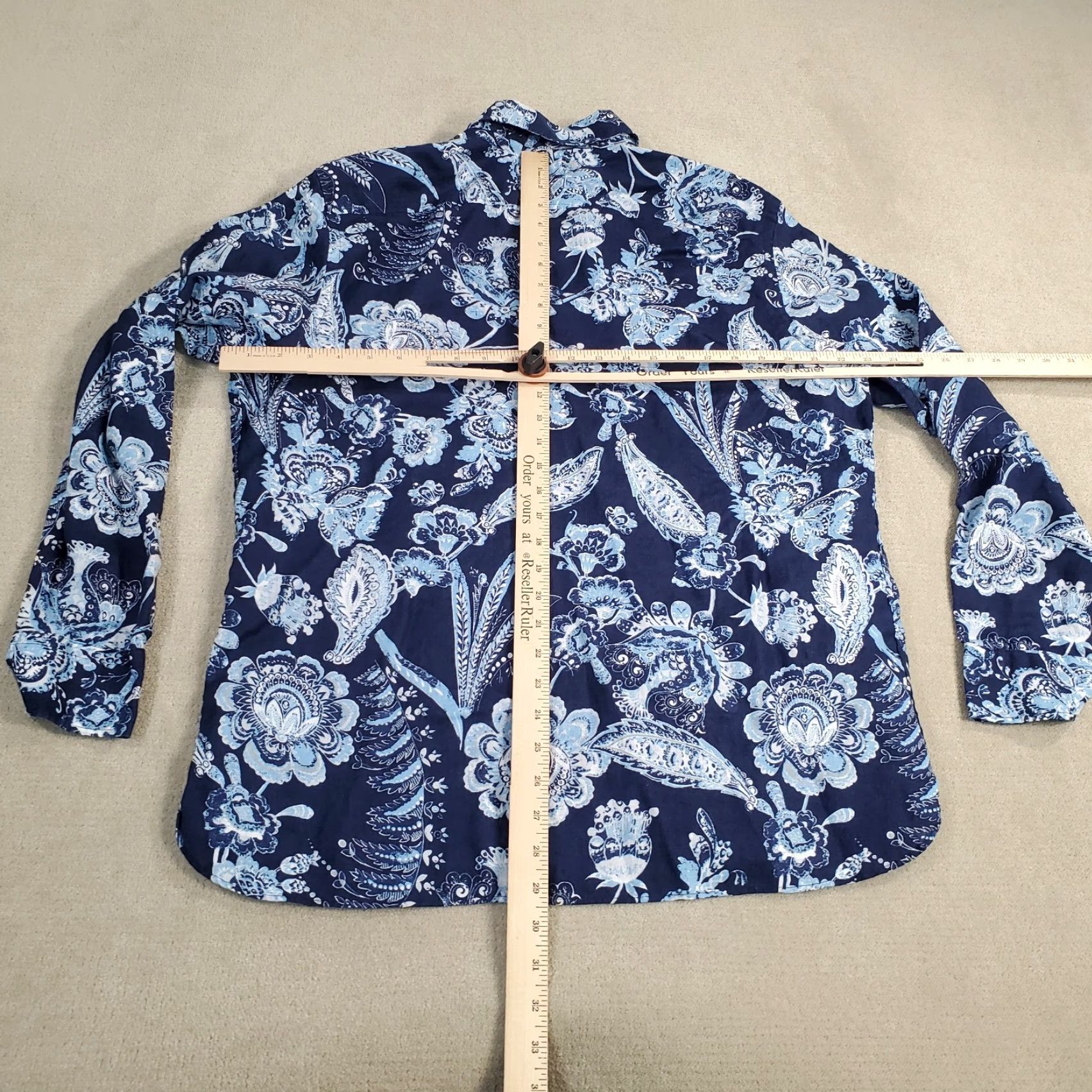 Murano Murano Shirt Mens Large Blue Paisley Button Up Long Sleeve Linen Size US L / EU 52-54 / 3 - 4 Thumbnail
