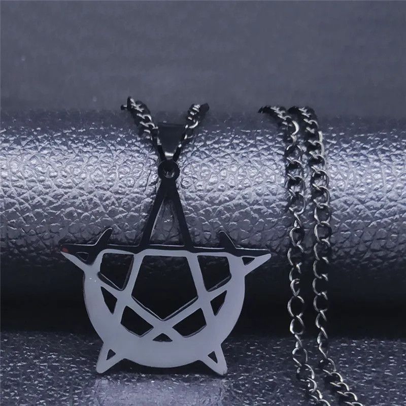 Jewelry Gothic Moon and Pentagram Pendant Charms Necklace Emblem Size ONE SIZE - 5 Thumbnail