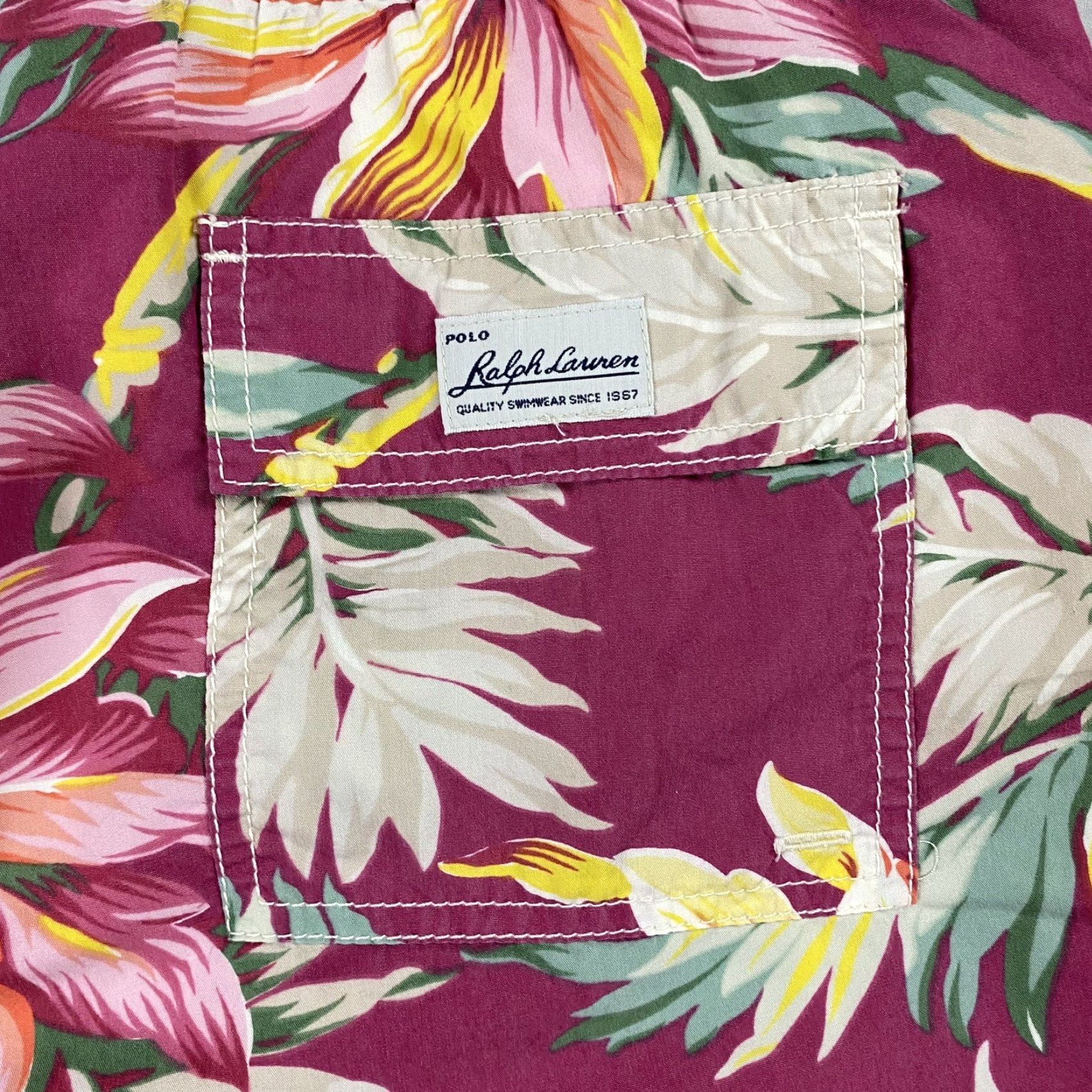 Polo Ralph Lauren Vintage Polo Ralph Lauren Men's Tropical Floral Print Swim Trunks XXL Pink 90s Beach Quick Dry Size US XXL / EU 58 / 5 - 6 Thumbnail