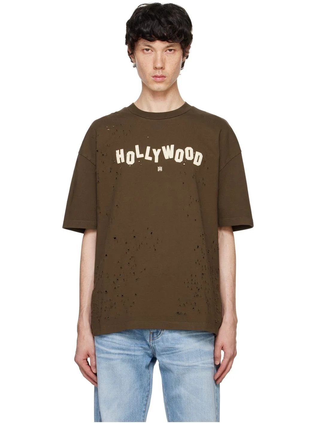 Amiri o1s1wg111125 Hollywood Shotgun Oversized T-Shirt Brown Size US L / EU 52-54 / 3 - 1 Thumbnail
