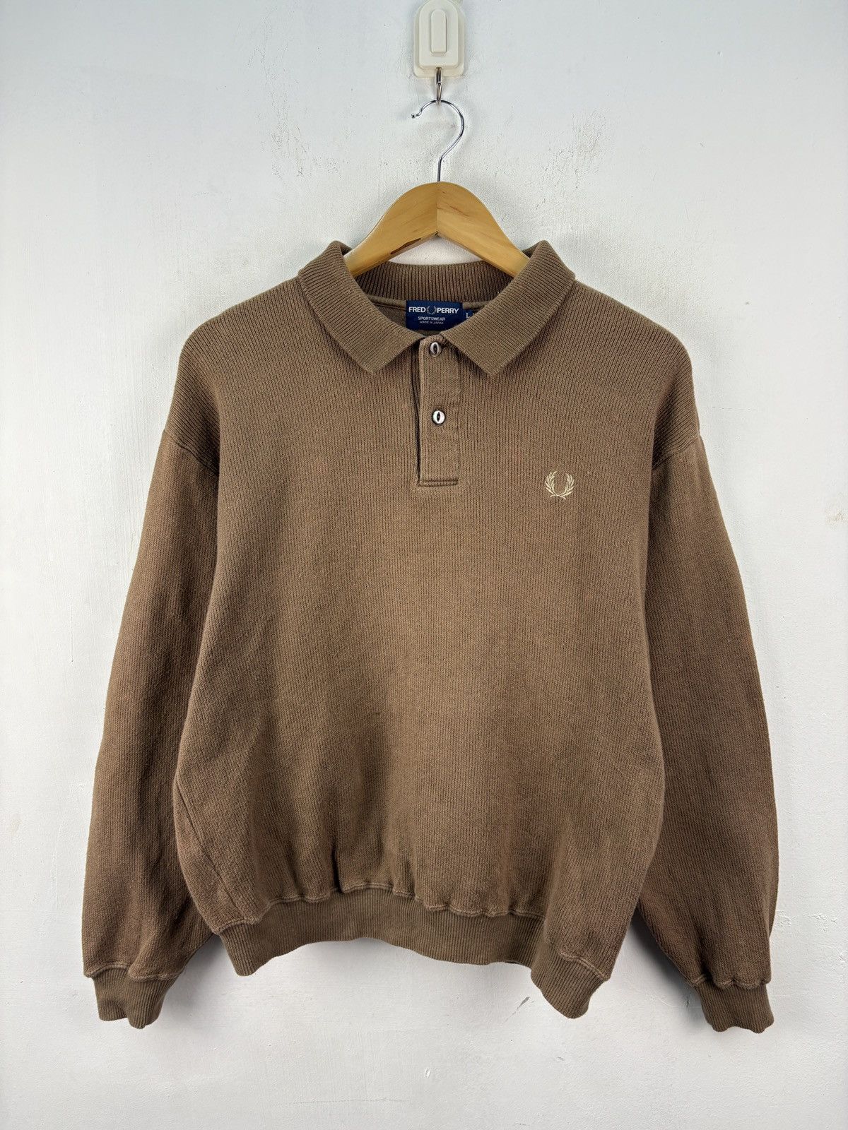 Fred Perry Vintage 90s Fred Perry Sweater Cable Jumper Knitwear Boxy Size US L / EU 52-54 / 3 - 1 Thumbnail