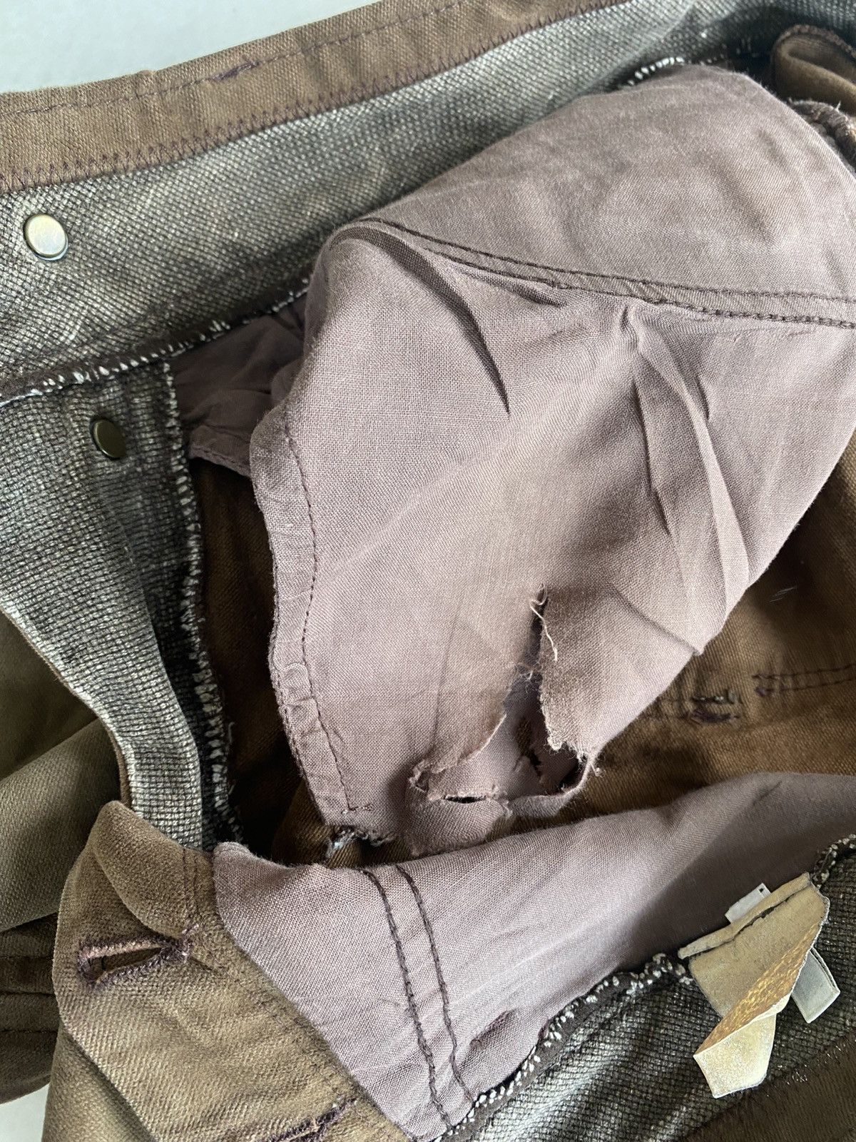 Marithe + Francois Girbaud MFG Distressed Whisky Brown Jeans Size US 32 / EU 48 - 10 Thumbnail