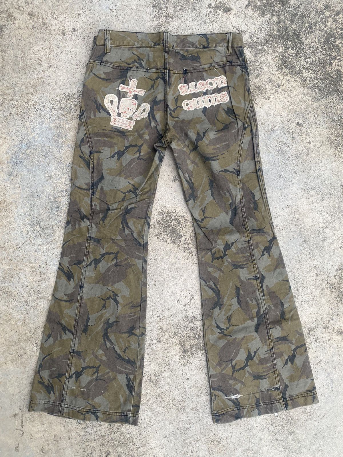 Japanese Brand Flare Jeans Algonquins Camo Zipper Bootcut Size US 31 - 16 Thumbnail