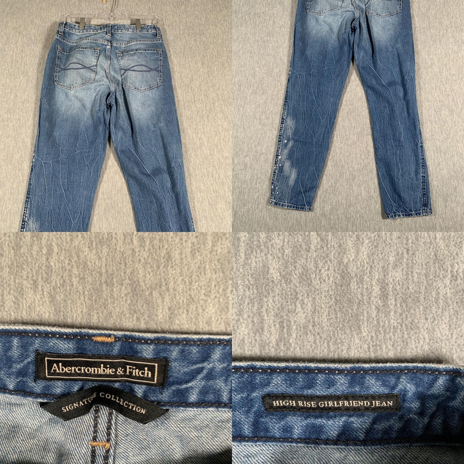 Abercrombie & Fitch Abercrombie & Fitch Jeans Womens 28x27 Blue High Rise Girlfriend Distressed Jeans Size 28" / US 6 / IT 42 - 8 Thumbnail