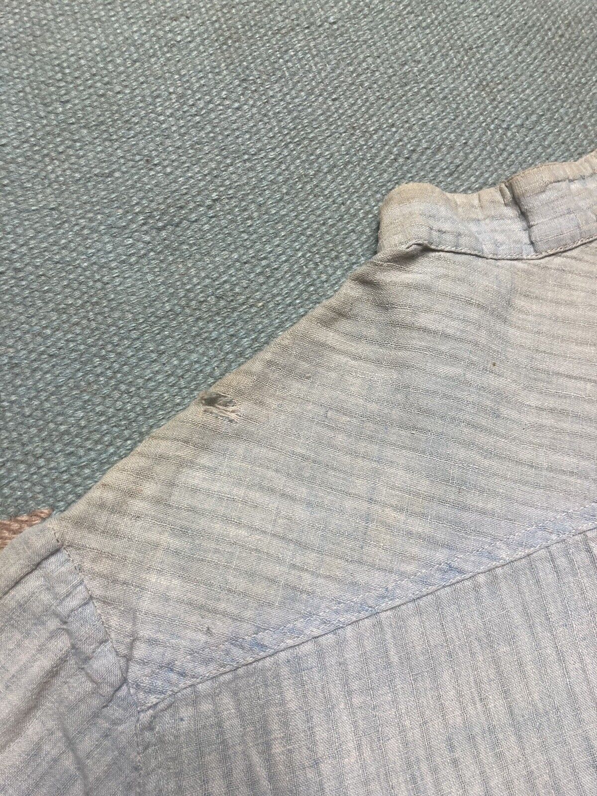 Vintage VTG 70s button shirt cotton chambray thin collarless large Size US L / EU 52-54 / 3 - 10 Thumbnail