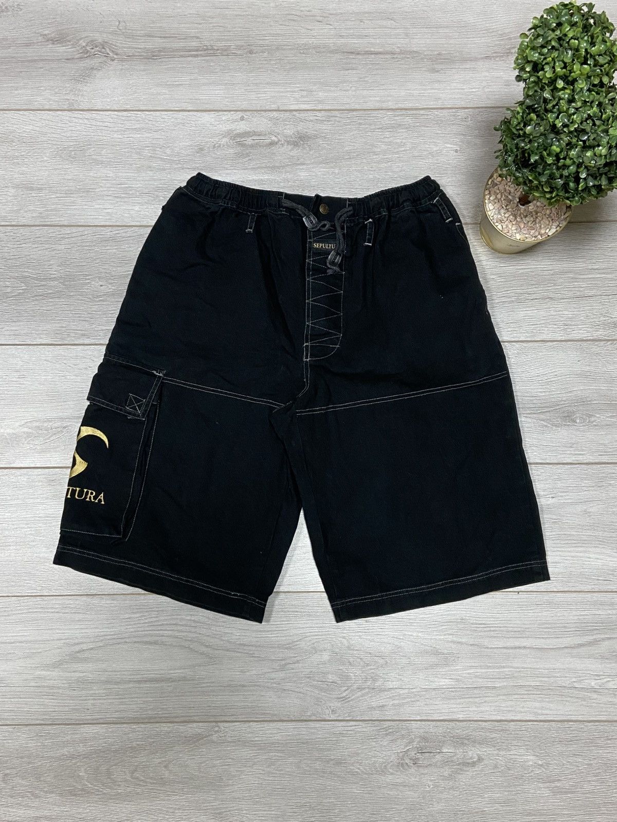 Vintage Sepultura BBC Blue grape company cargo shorts RARE Size US 36 / EU 52 - 4 Thumbnail
